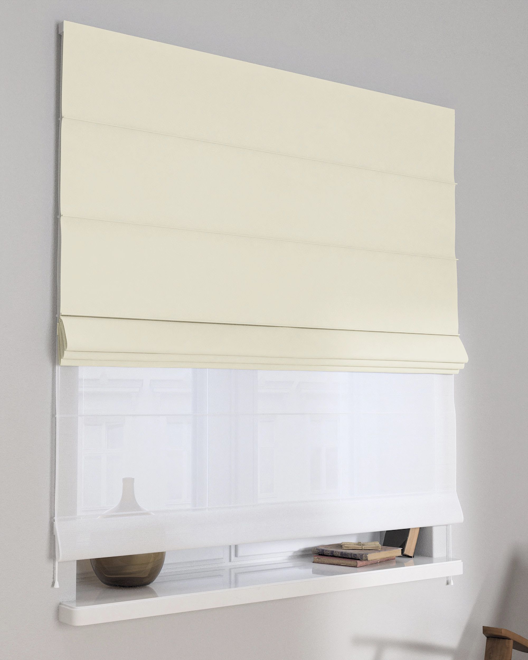 Double layered Roman blind DUO colour cream