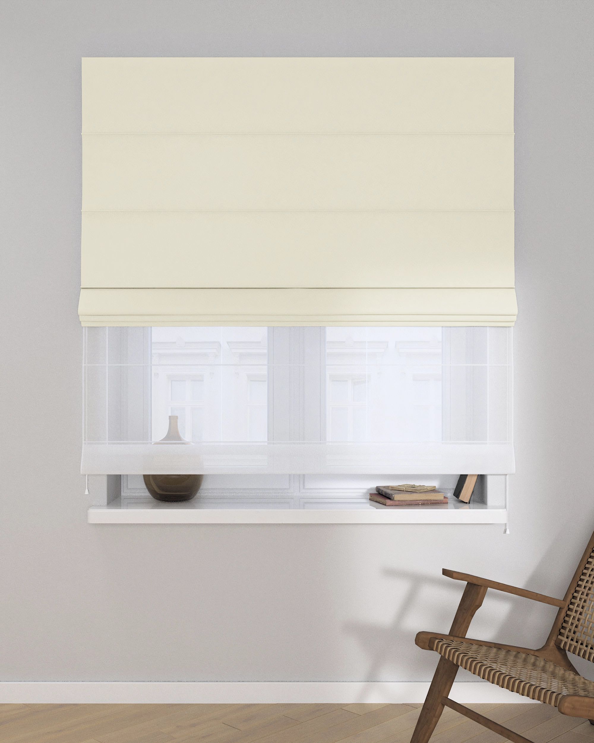 Double layered Roman blind DUO colour cream (hover)