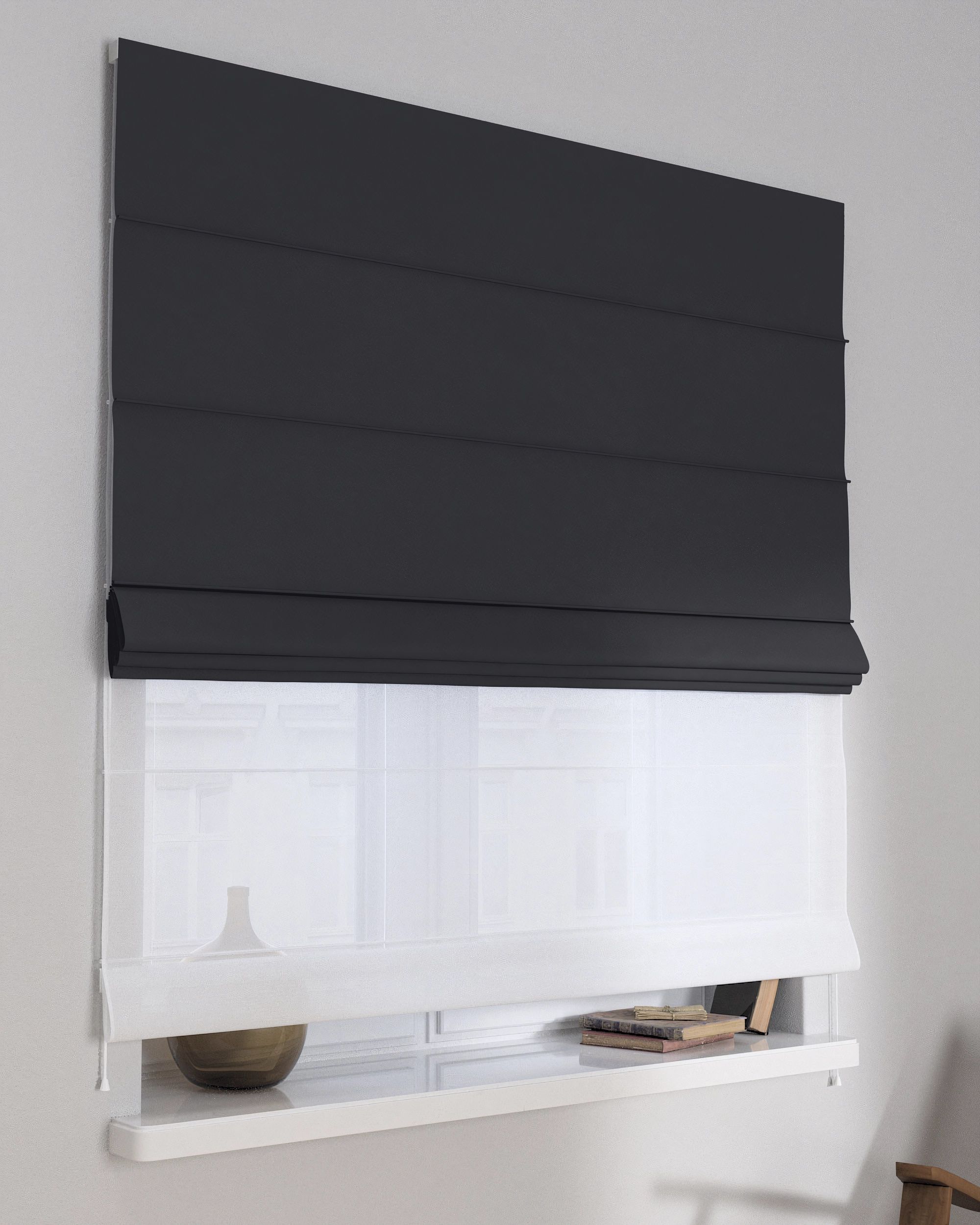 Double layered Roman blind DUO colour black