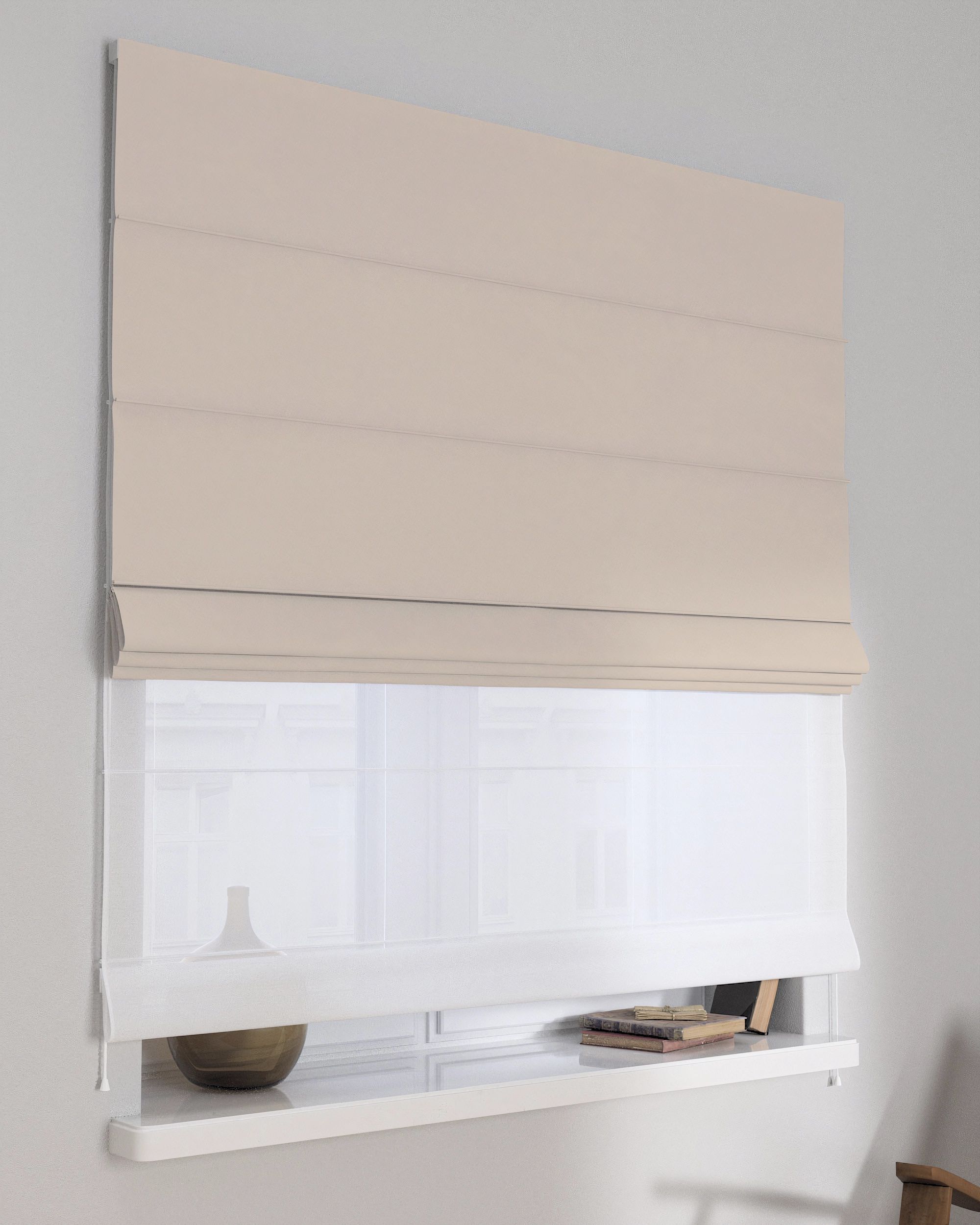 Double layered Roman blind DUO colour beige