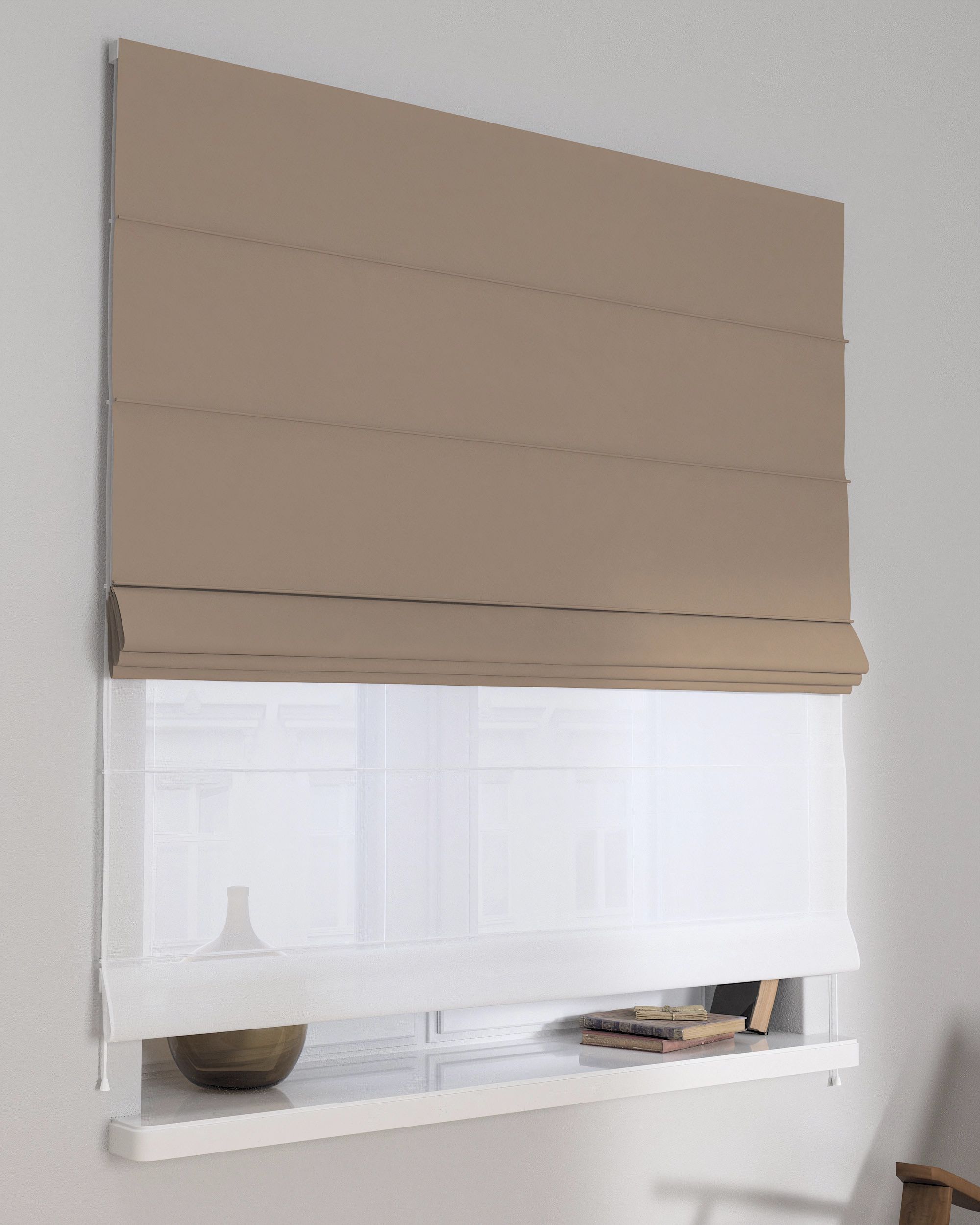 Double layered Roman blind DUO colour beige