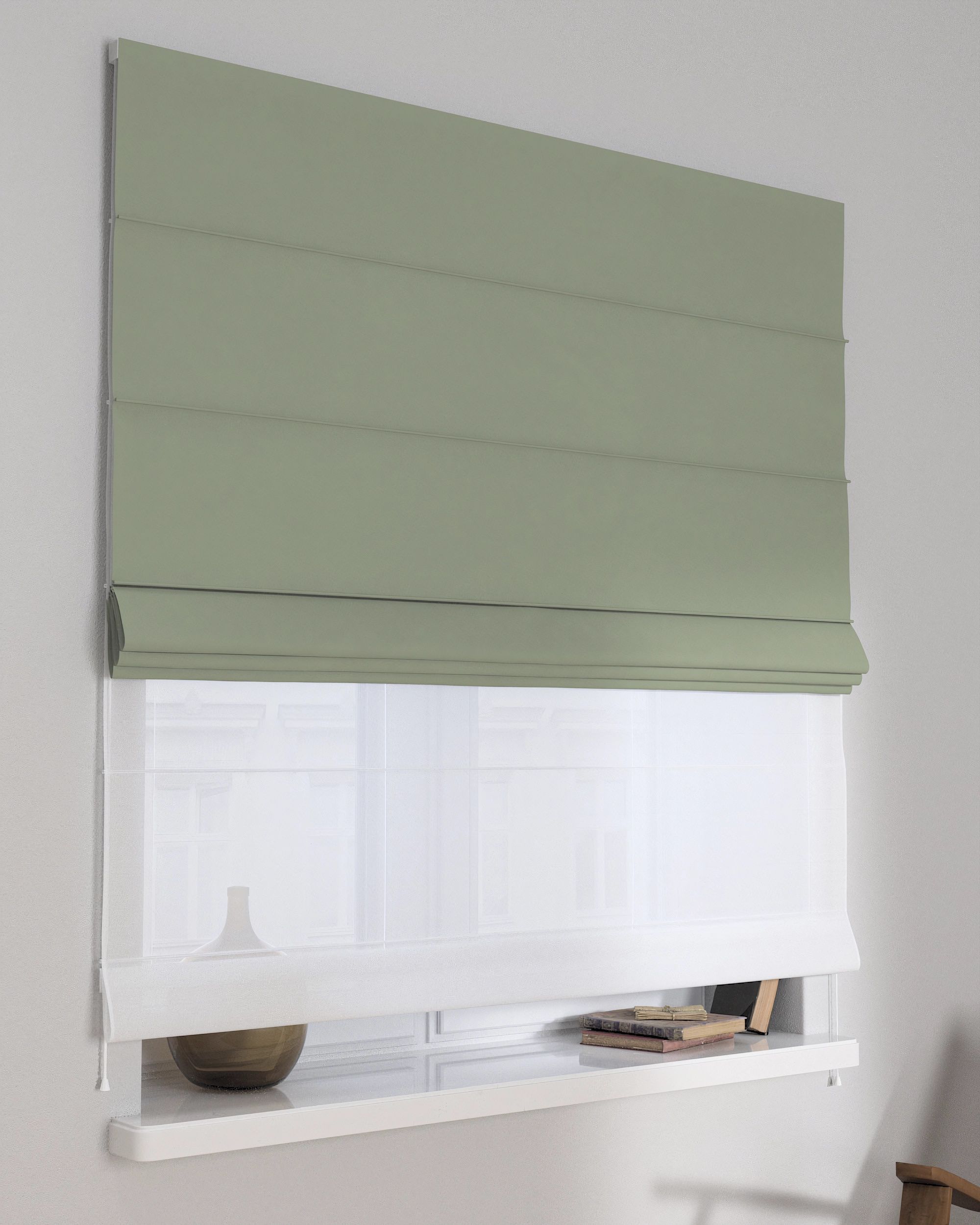 Double layered Roman blind DUO colour green