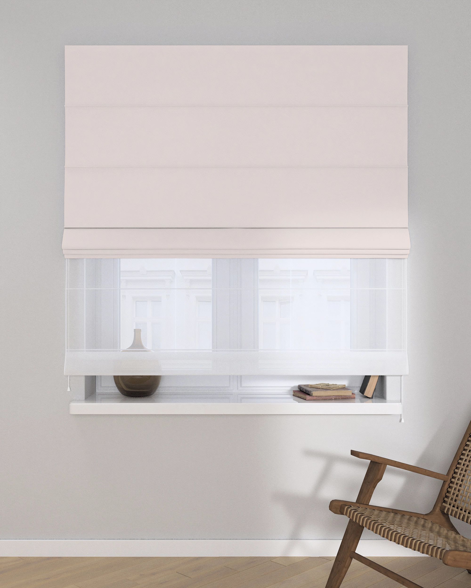 Double layered Roman blind DUO colour cream (hover)