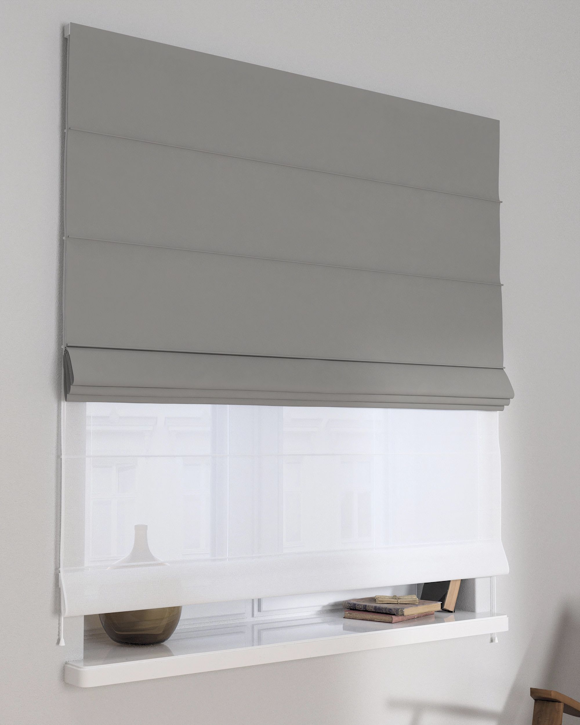 Double layered Roman blind DUO colour grey