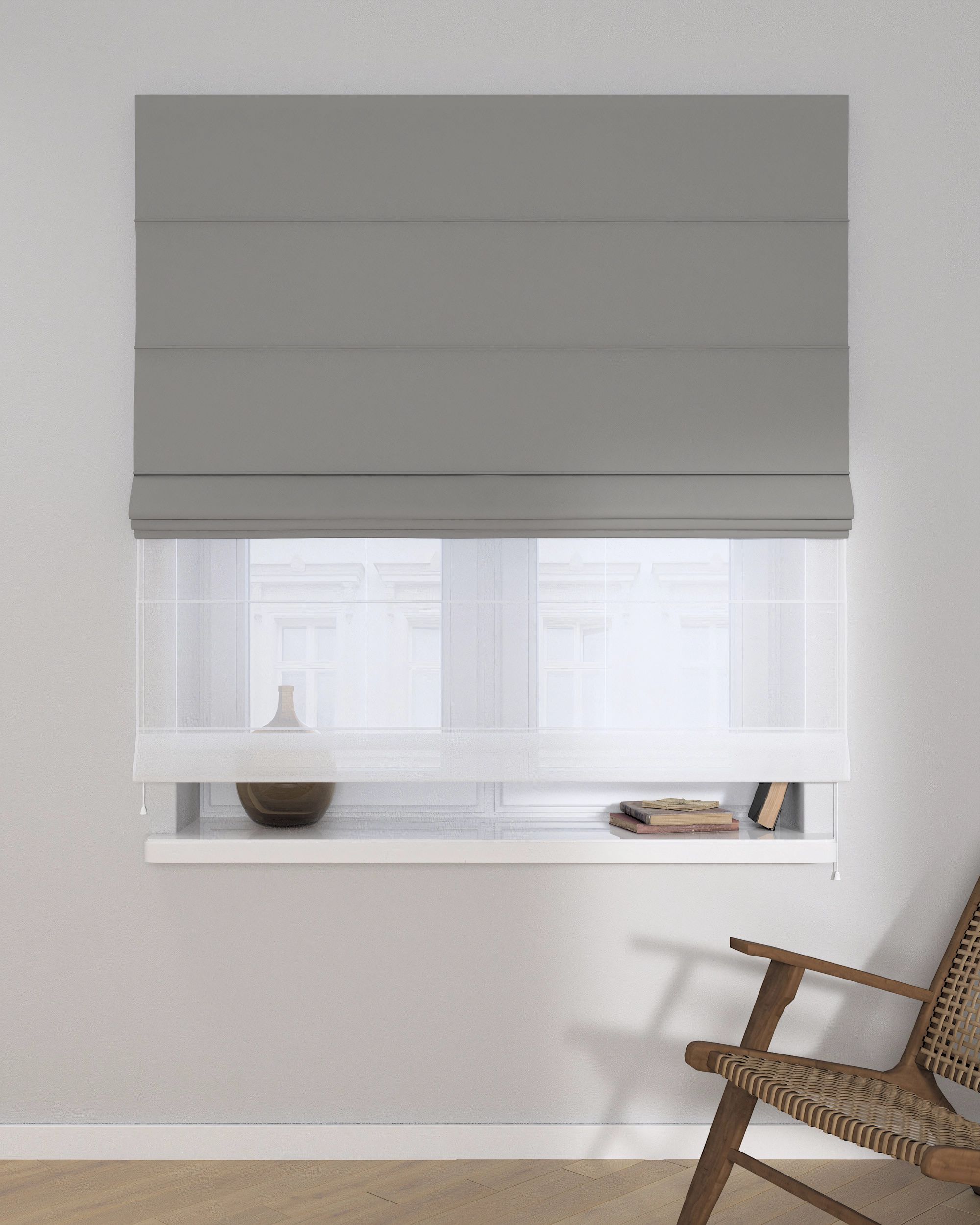 Double layered Roman blind DUO colour grey (hover)