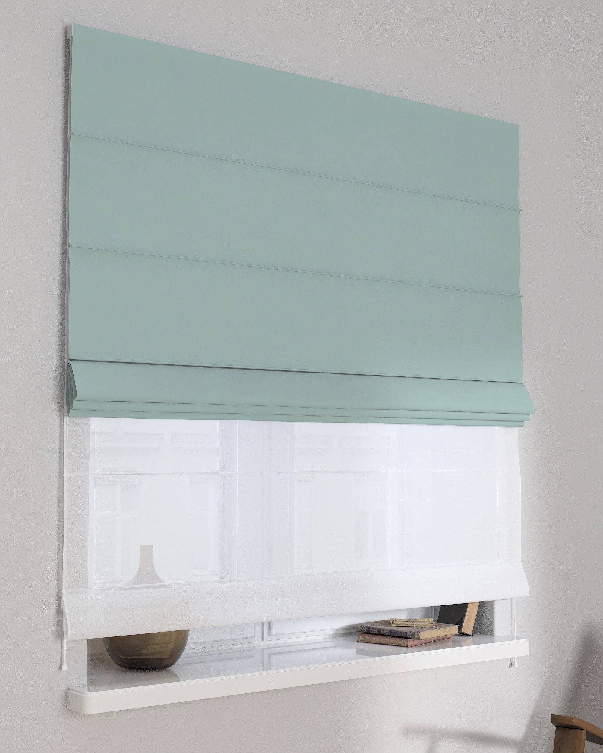 Double layered Roman blind DUO colour blue