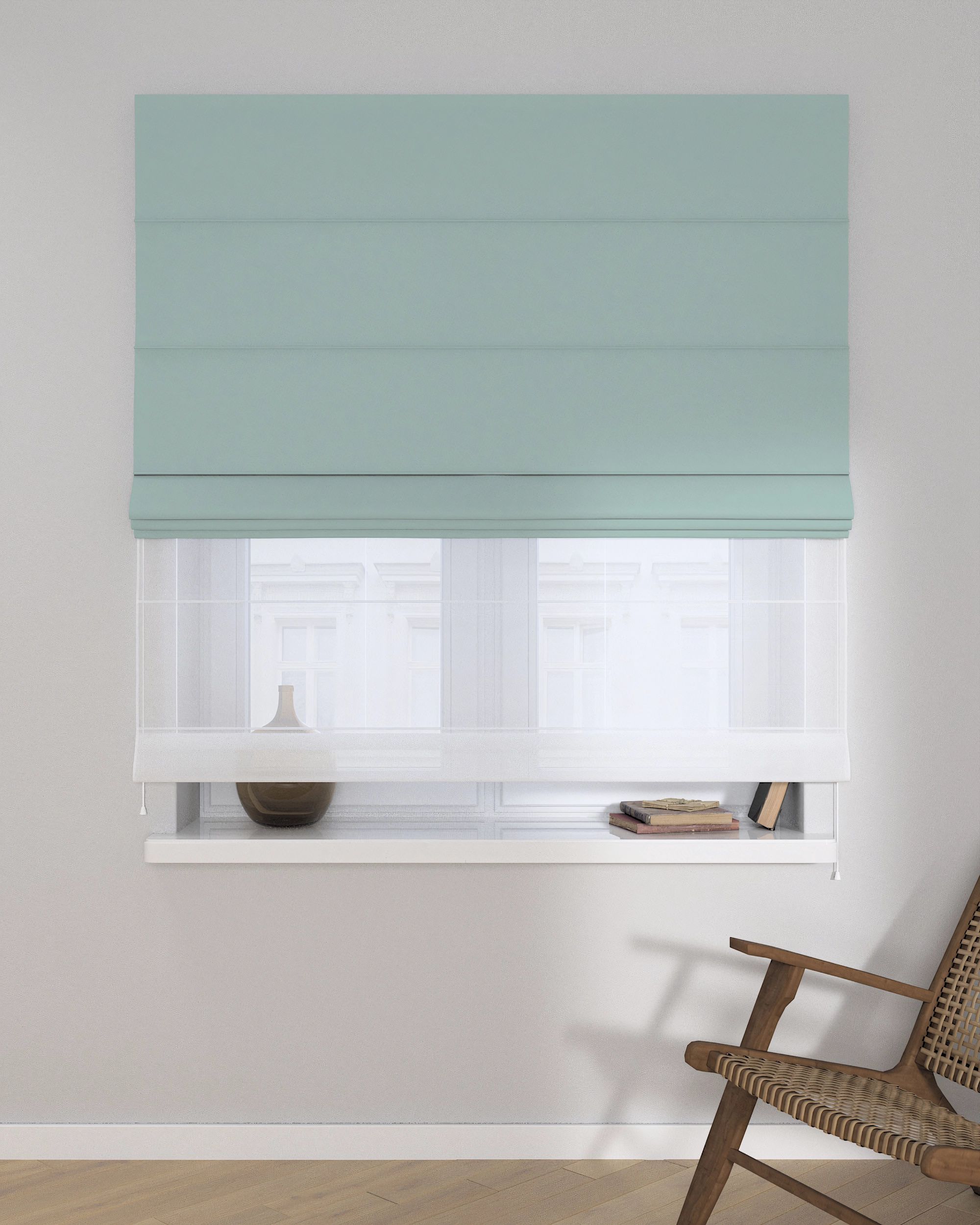 Double layered Roman blind DUO colour blue (hover)