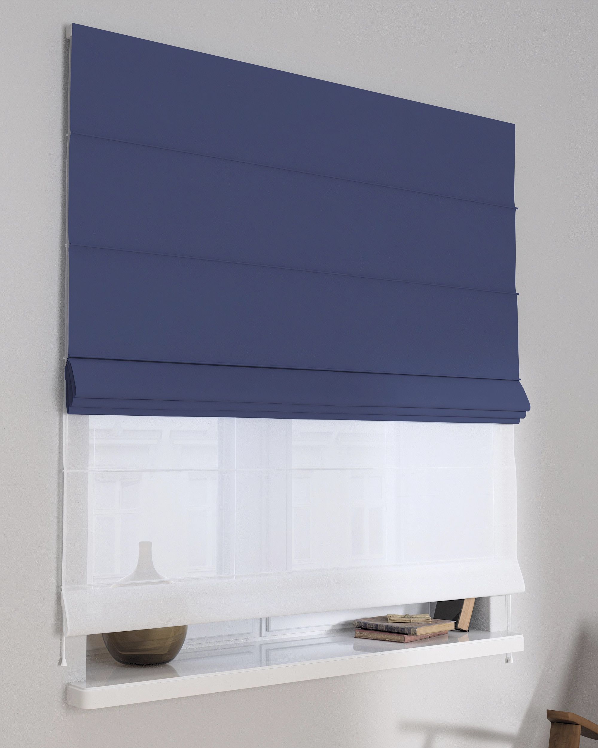Double layered Roman blind DUO colour navy blue