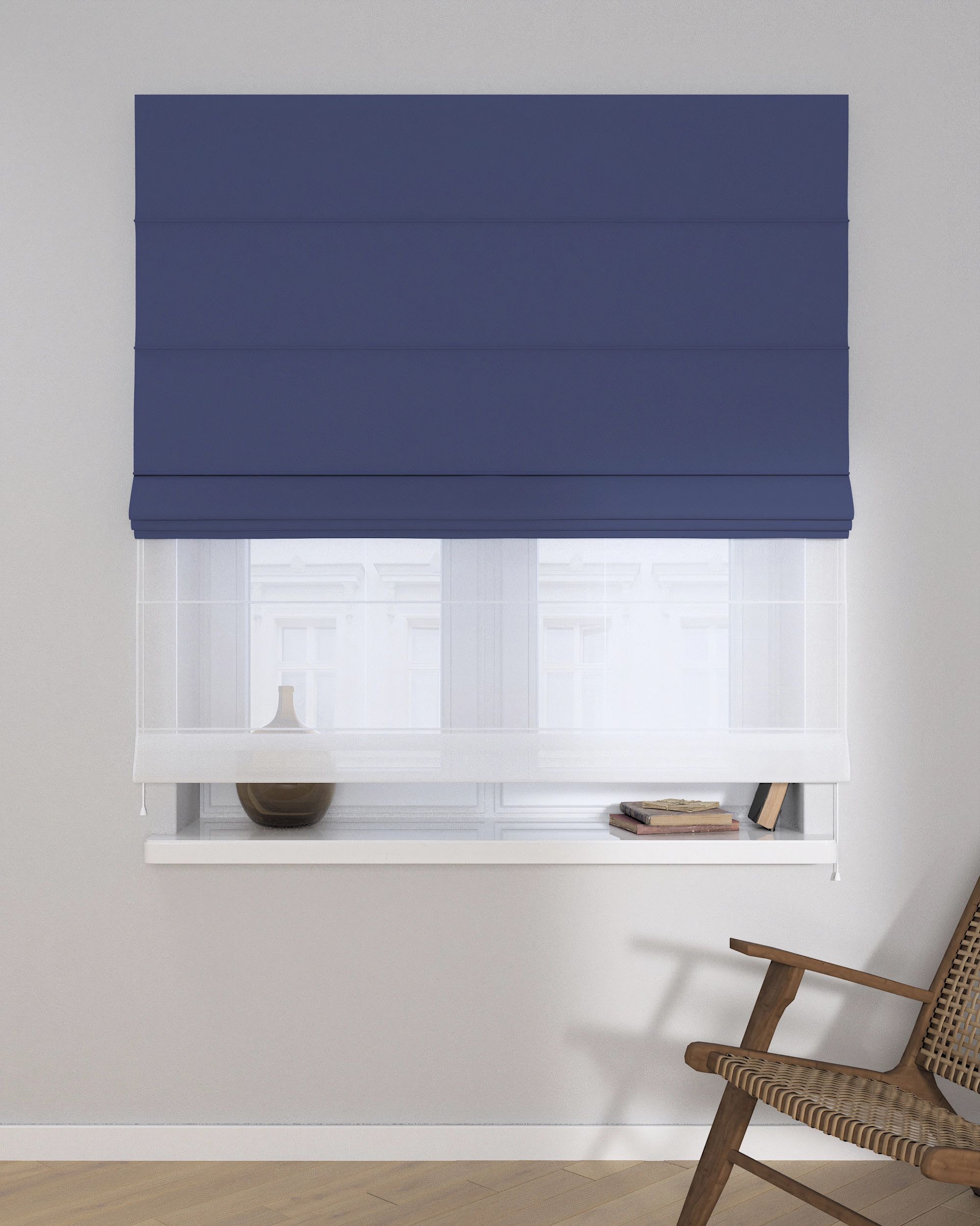Double layered Roman blind DUO colour navy blue (hover)