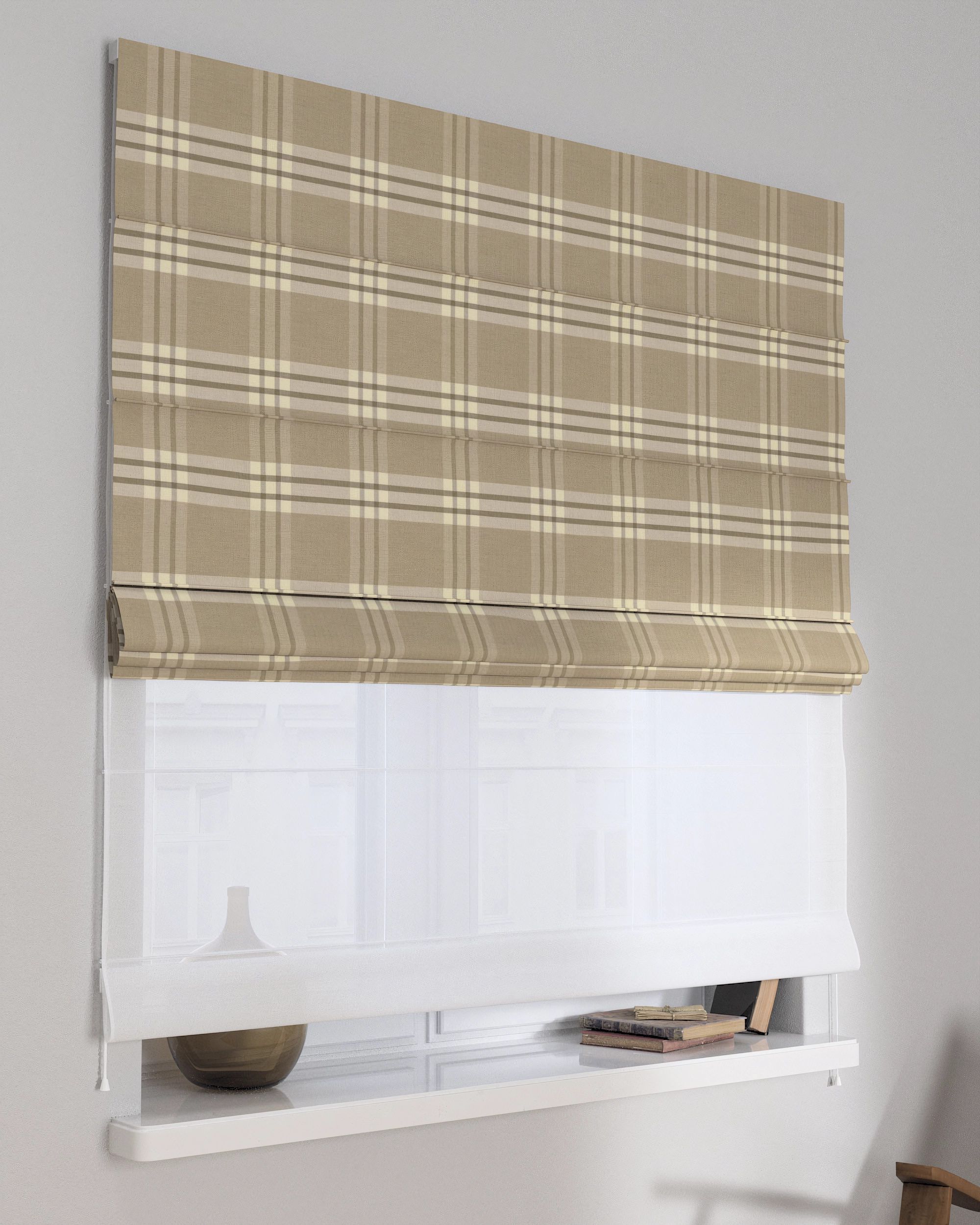 Double layered Roman blind DUO colour beige
