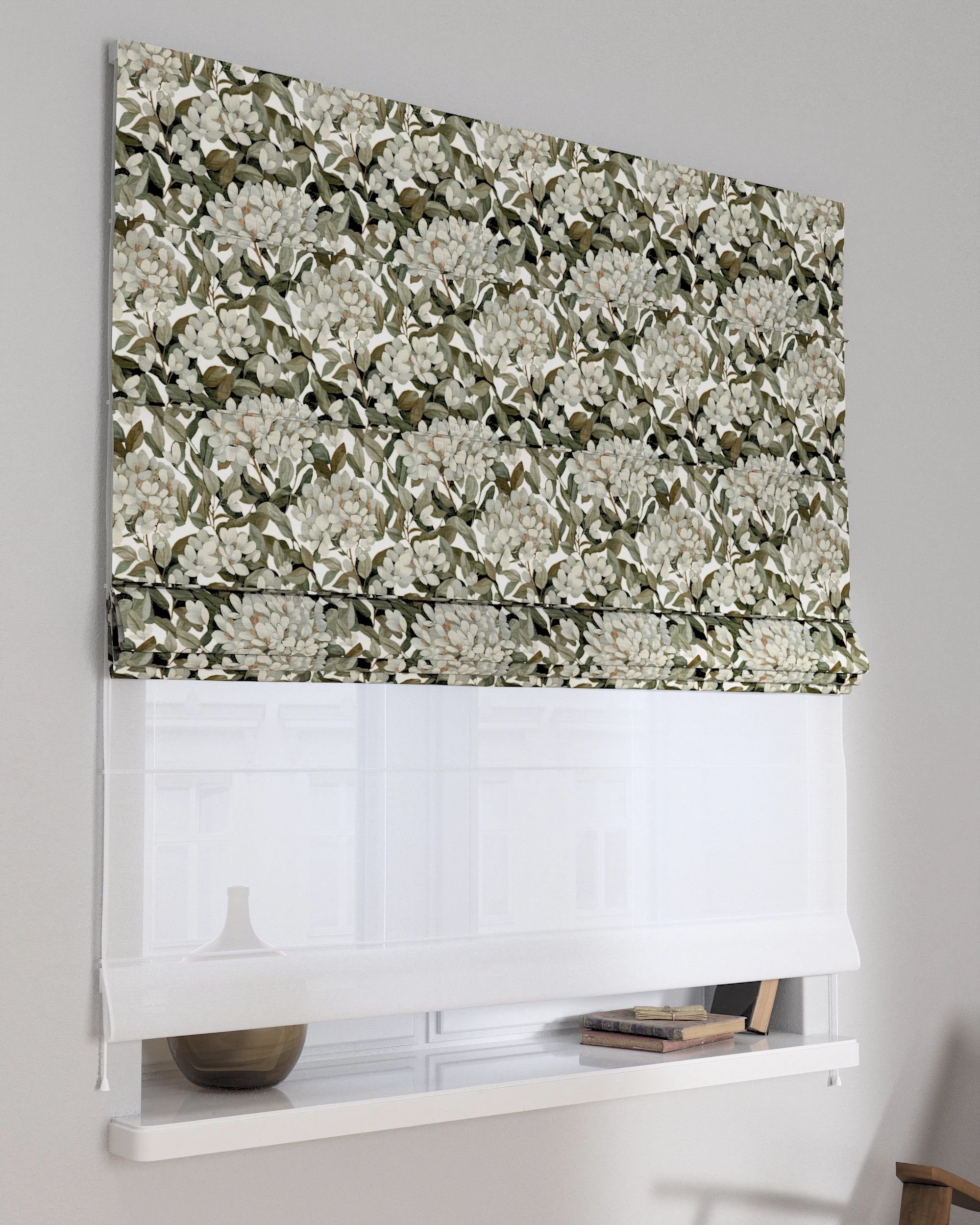 Double layered Roman blind DUO colour multicolour fabric structured, patterned