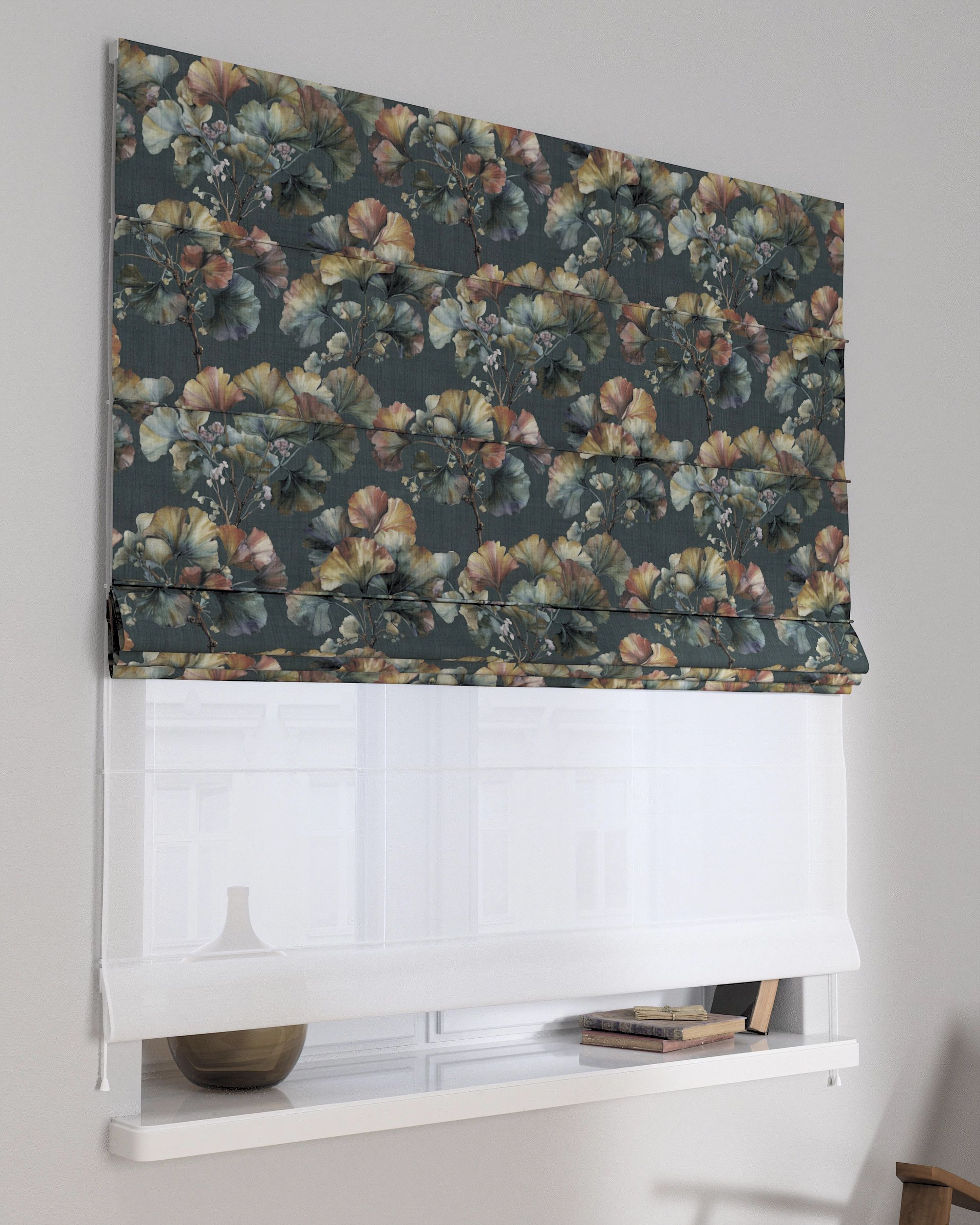 Double layered Roman blind DUO colour multicolour fabric structured, patterned