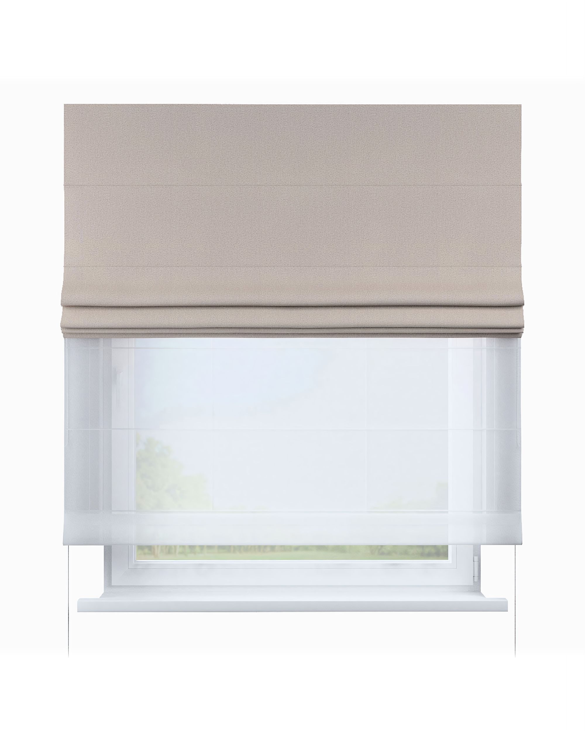 Double layered Roman blind DUO colour beige fabric blackout