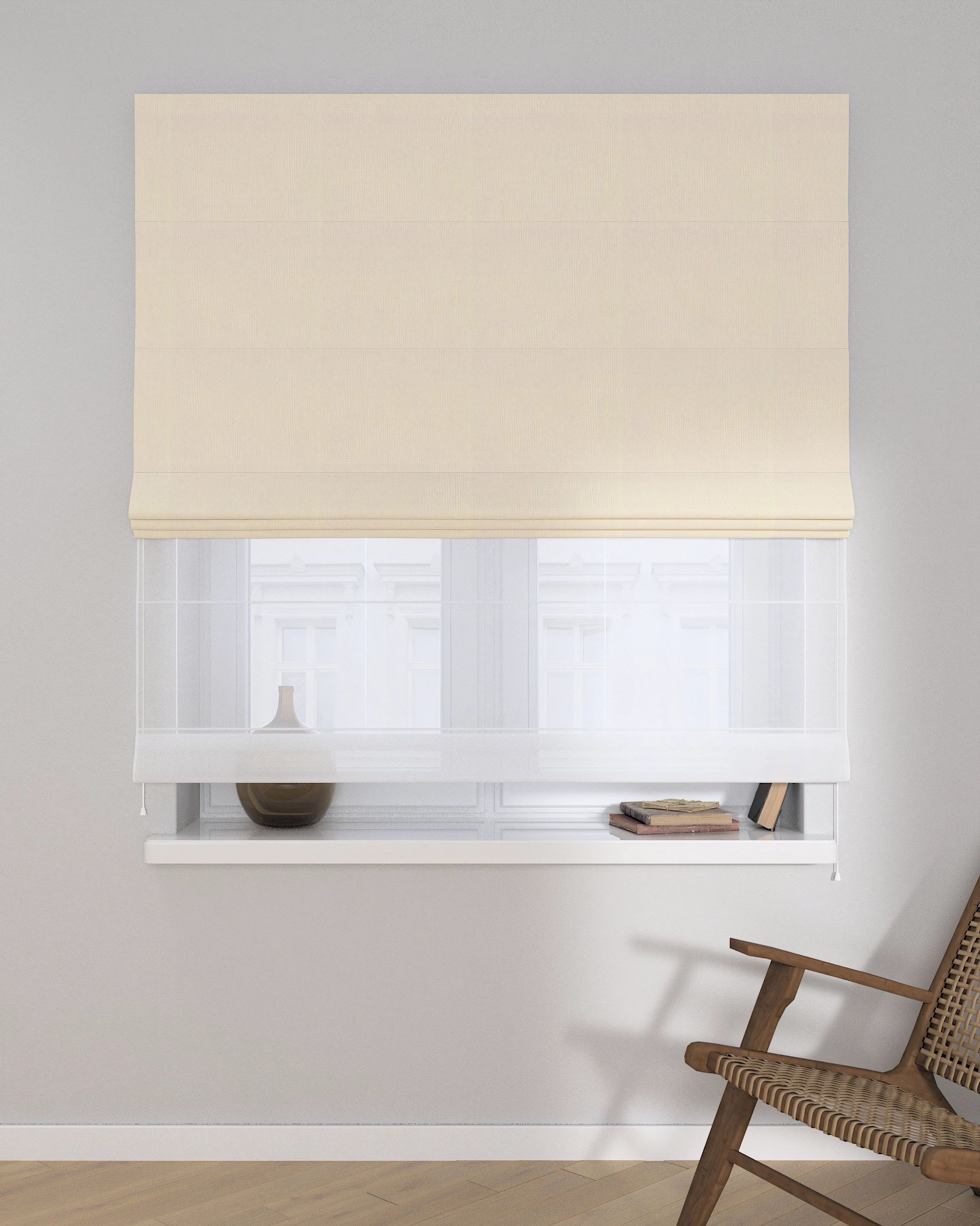 Double layered Roman blind DUO colour beige fabric blackout (hover)
