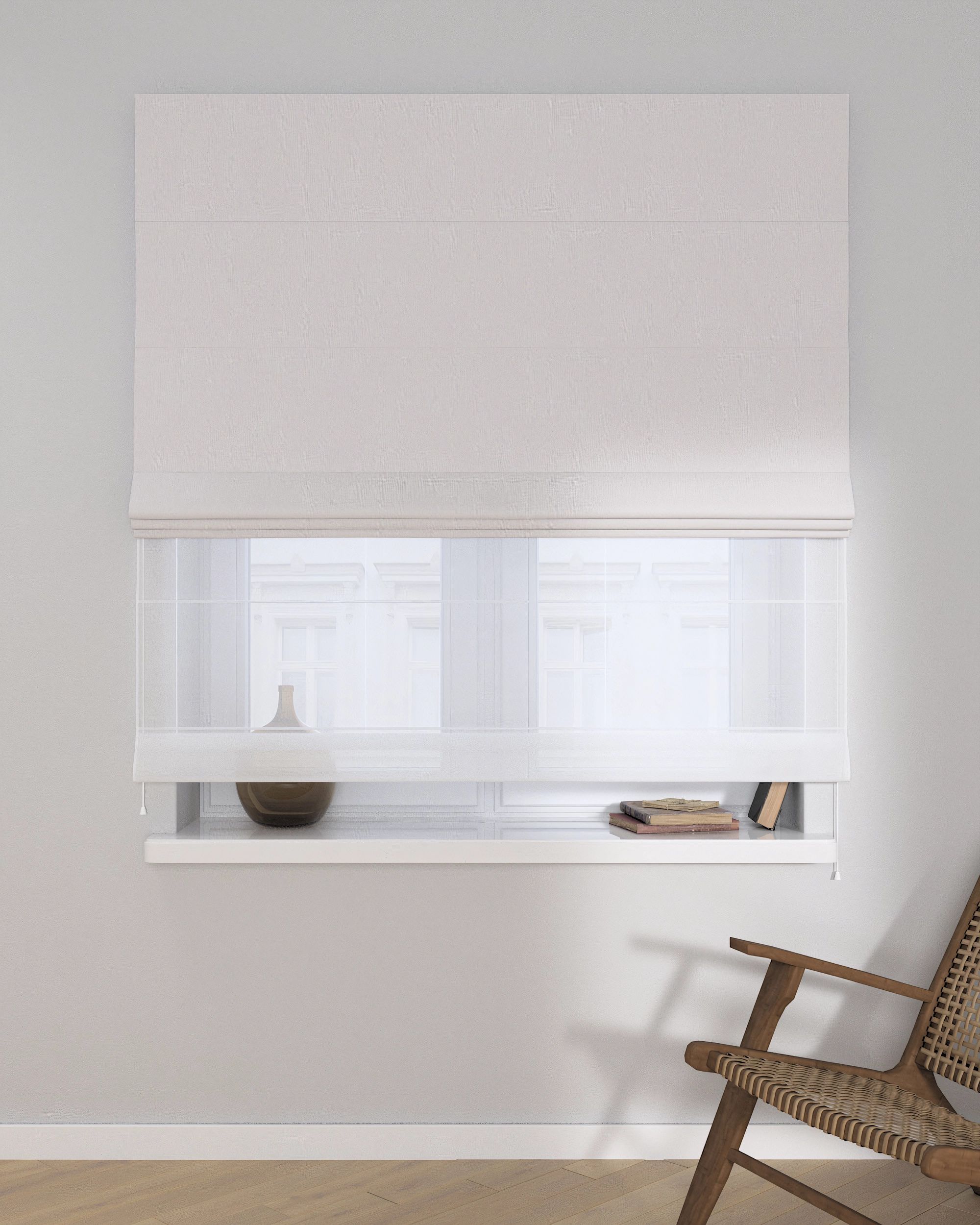 Double layered Roman blind DUO colour grey fabric blackout (hover)