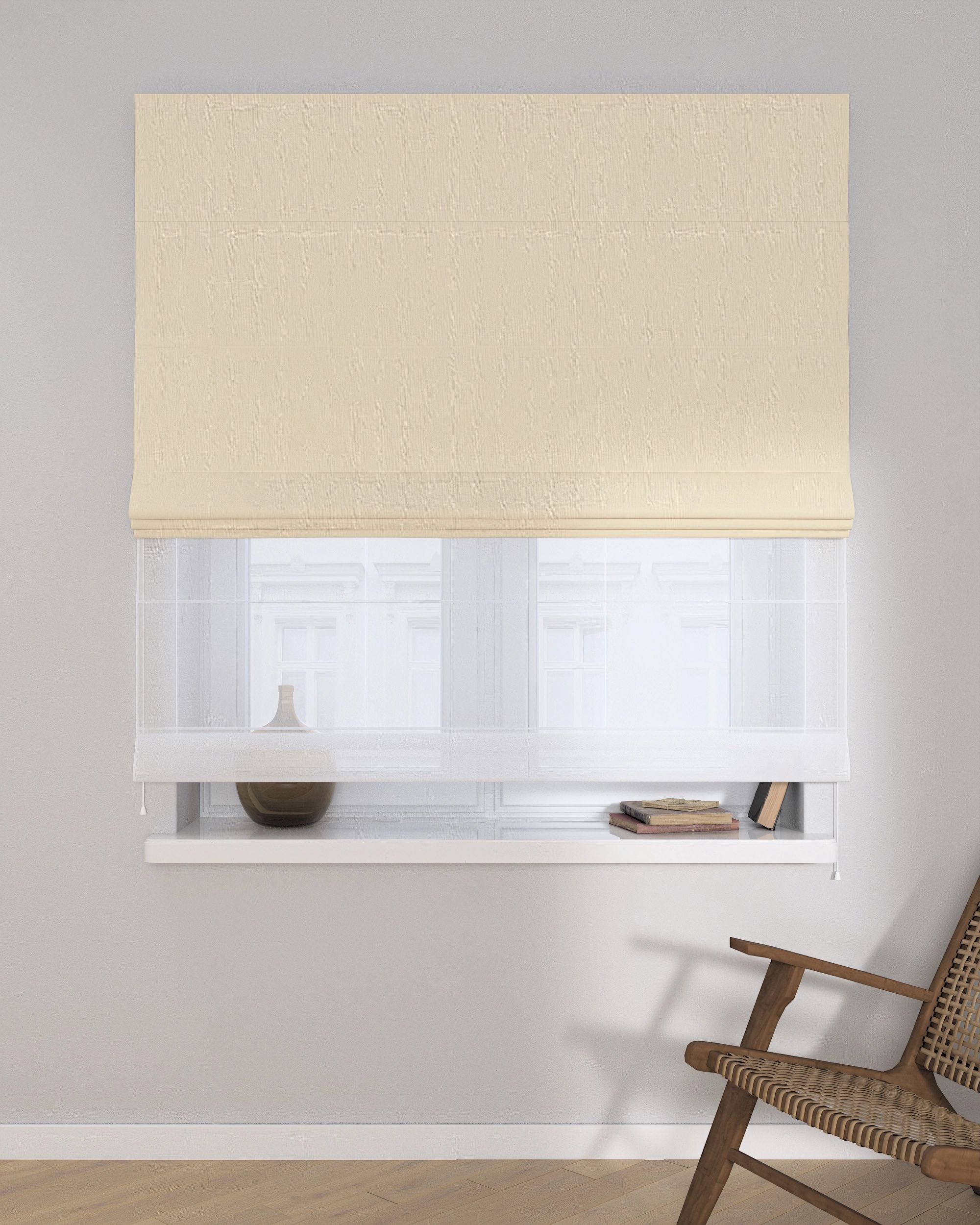 Double layered Roman blind DUO colour beige fabric blackout (hover)