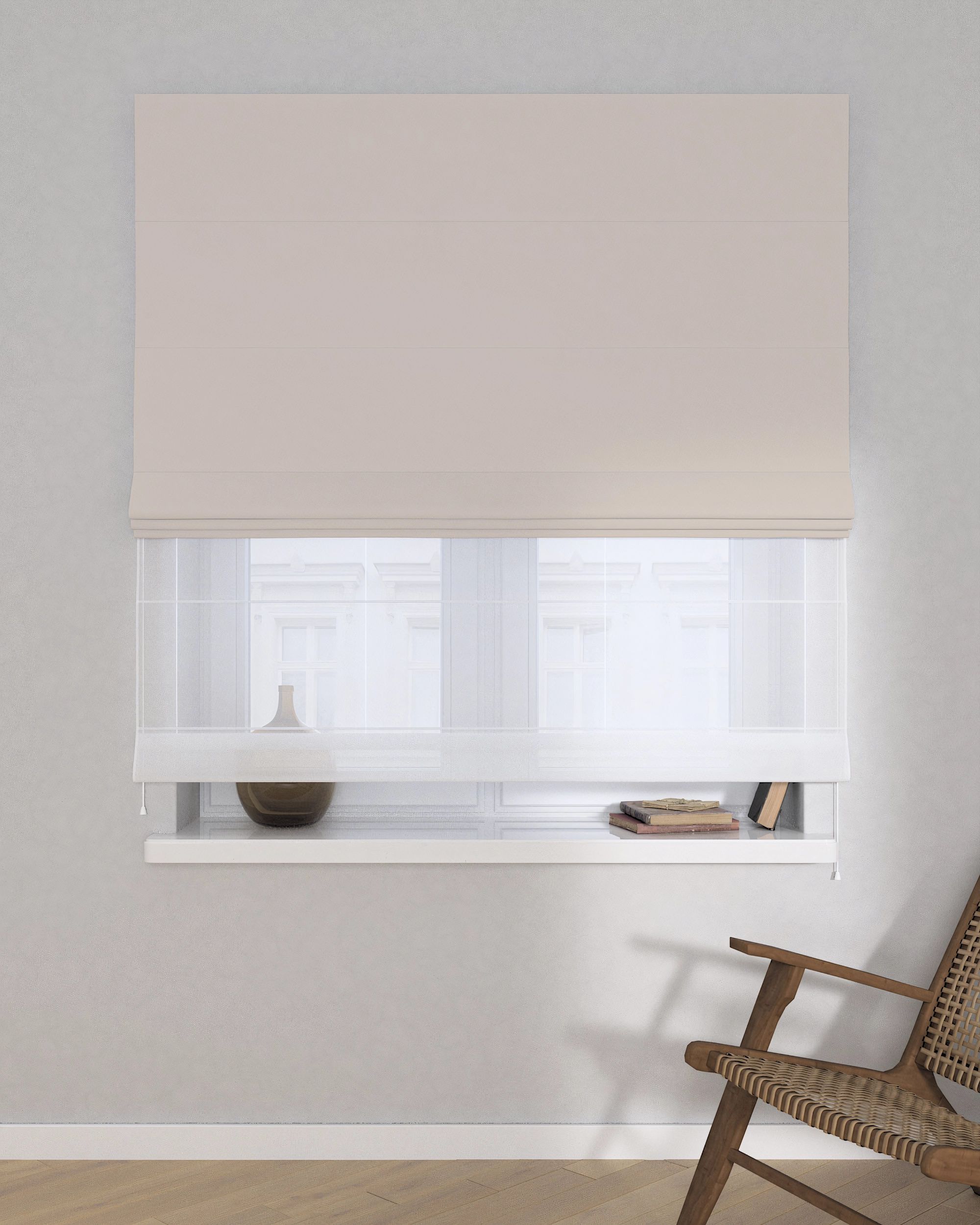 Double layered Roman blind DUO colour beige fabric blackout (hover)