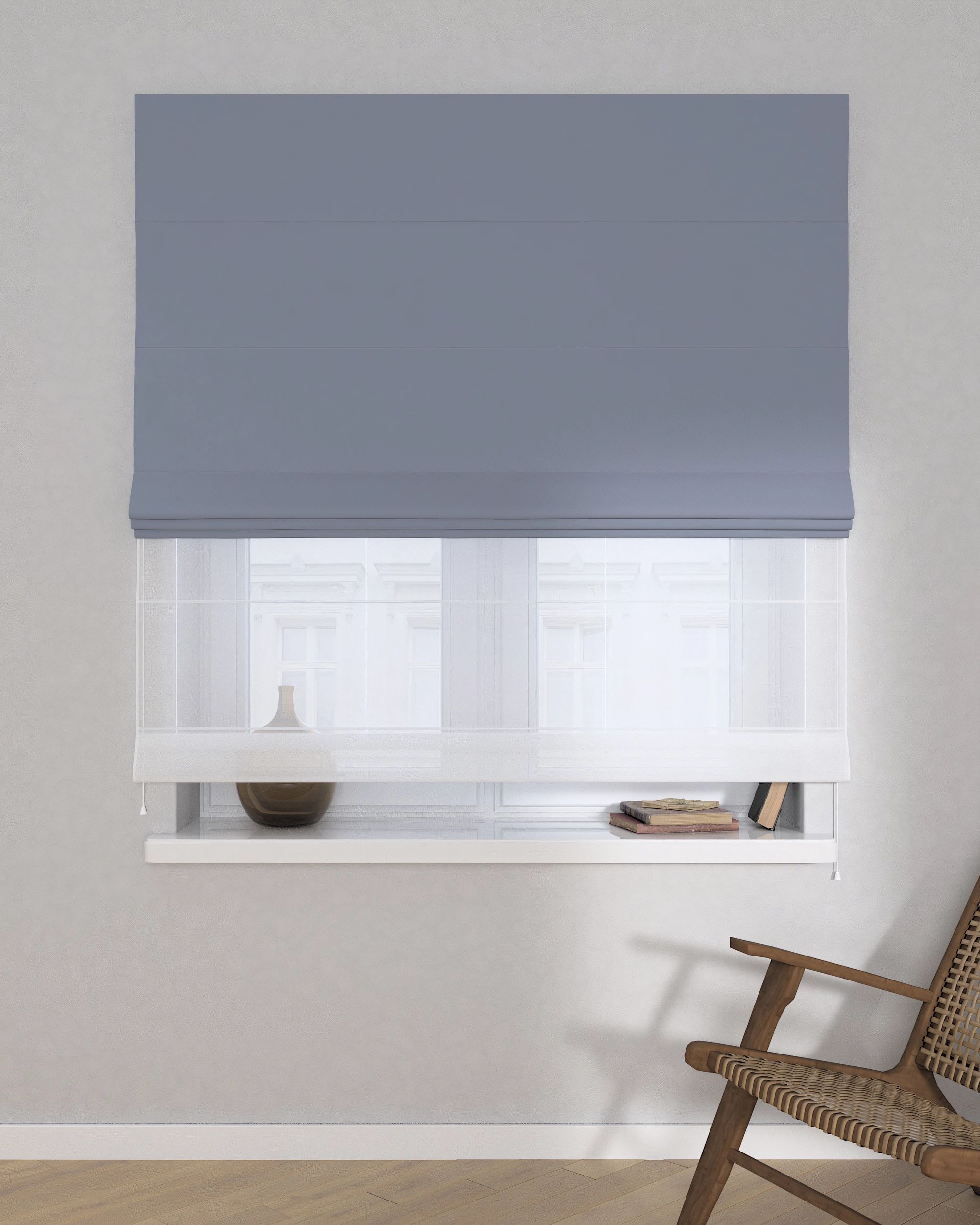 Double layered Roman blind DUO colour grey fabric blackout (hover)