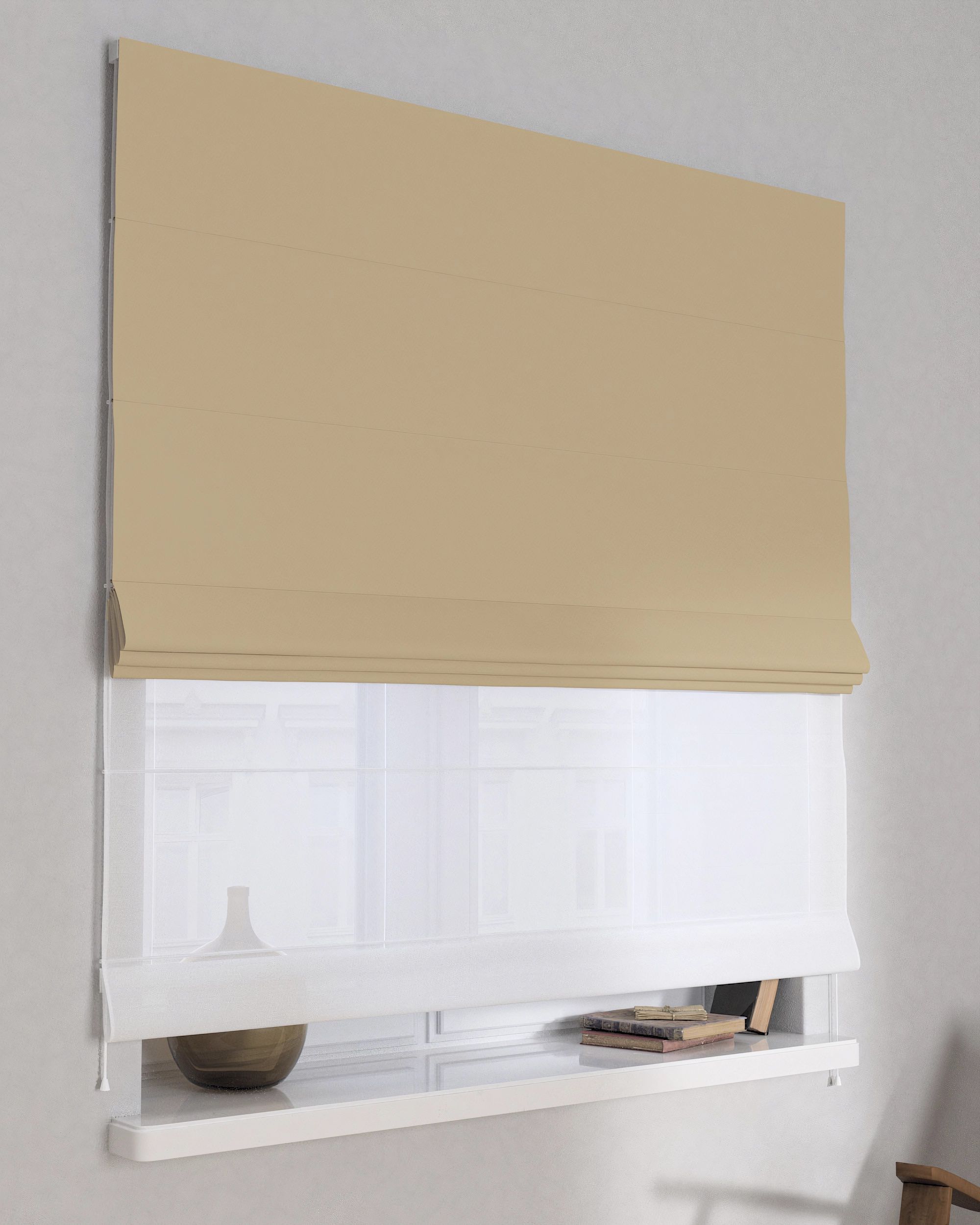 Double layered Roman blind DUO colour gold fabric blackout