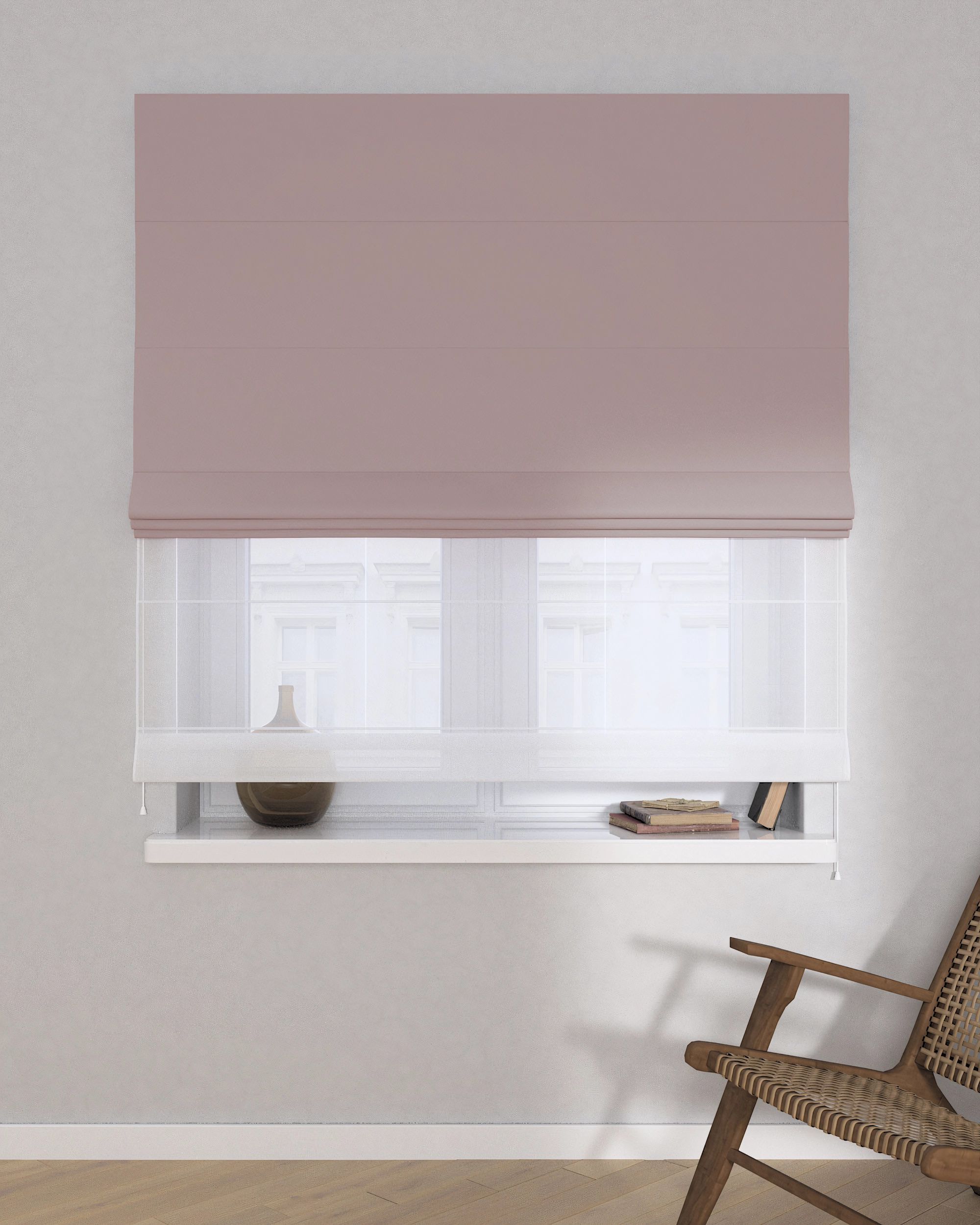 Double layered Roman blind DUO colour pink fabric blackout (hover)