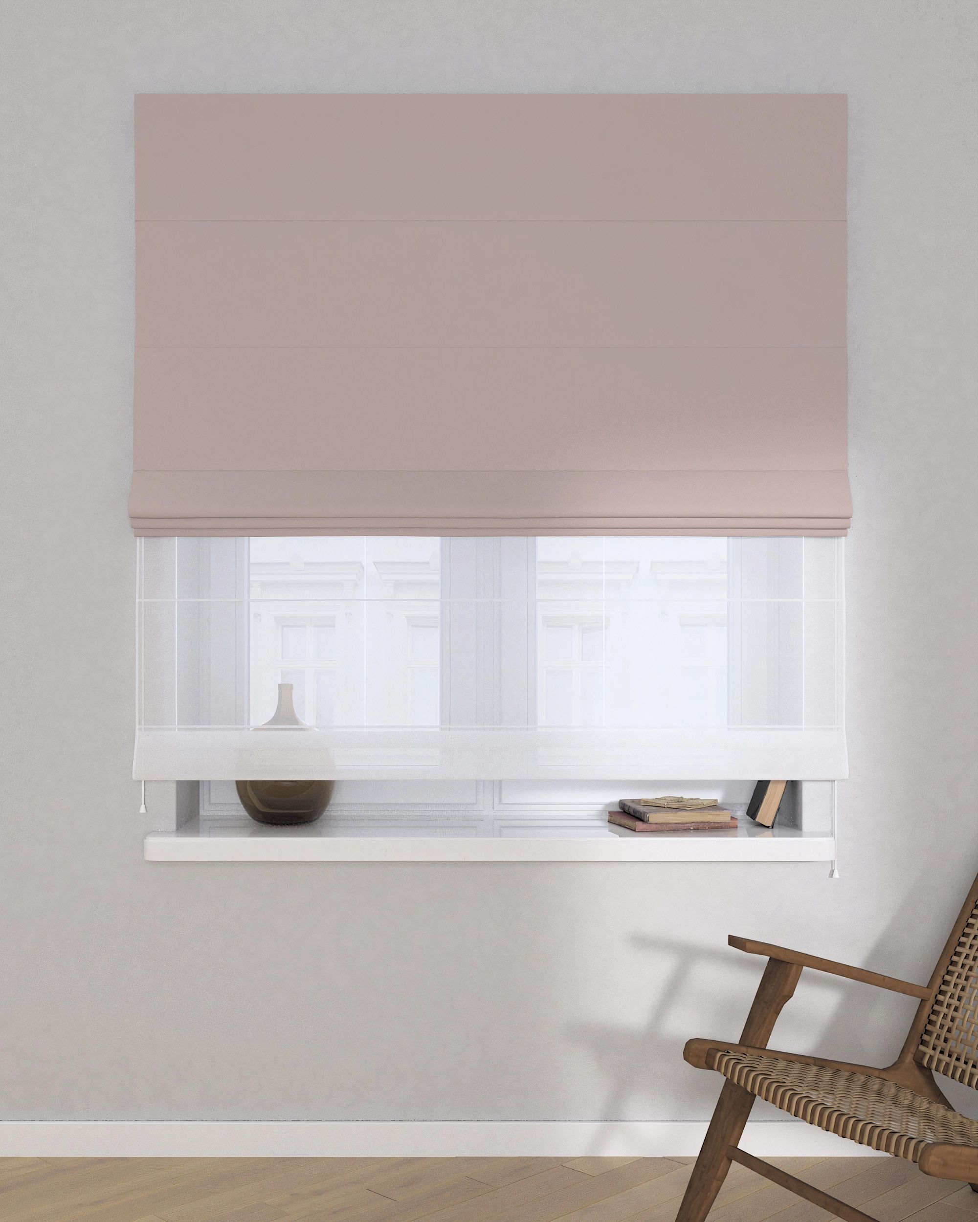 Double layered Roman blind DUO colour beige fabric blackout (hover)