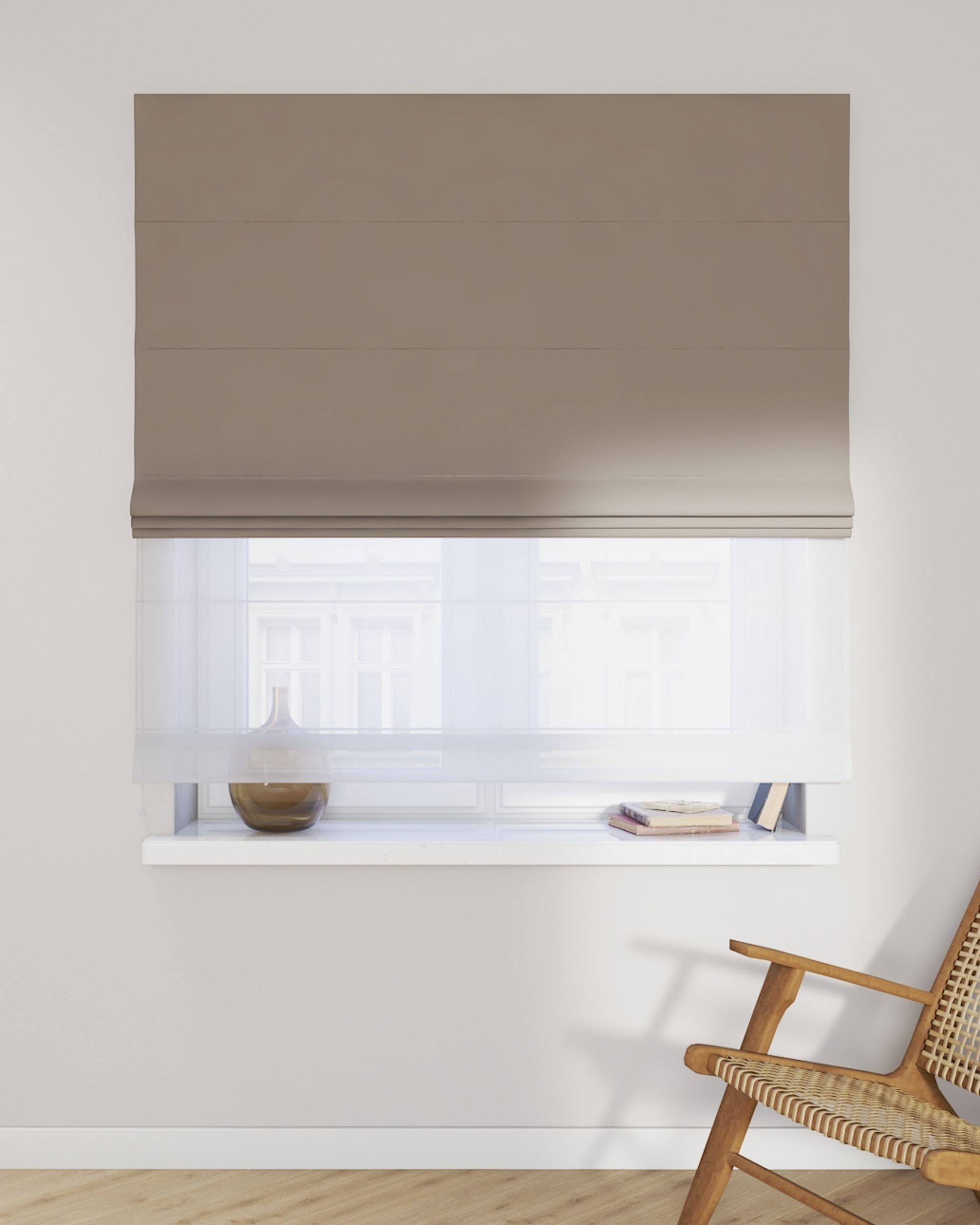 Double layered Roman blind DUO colour beige fabric blackout (hover)