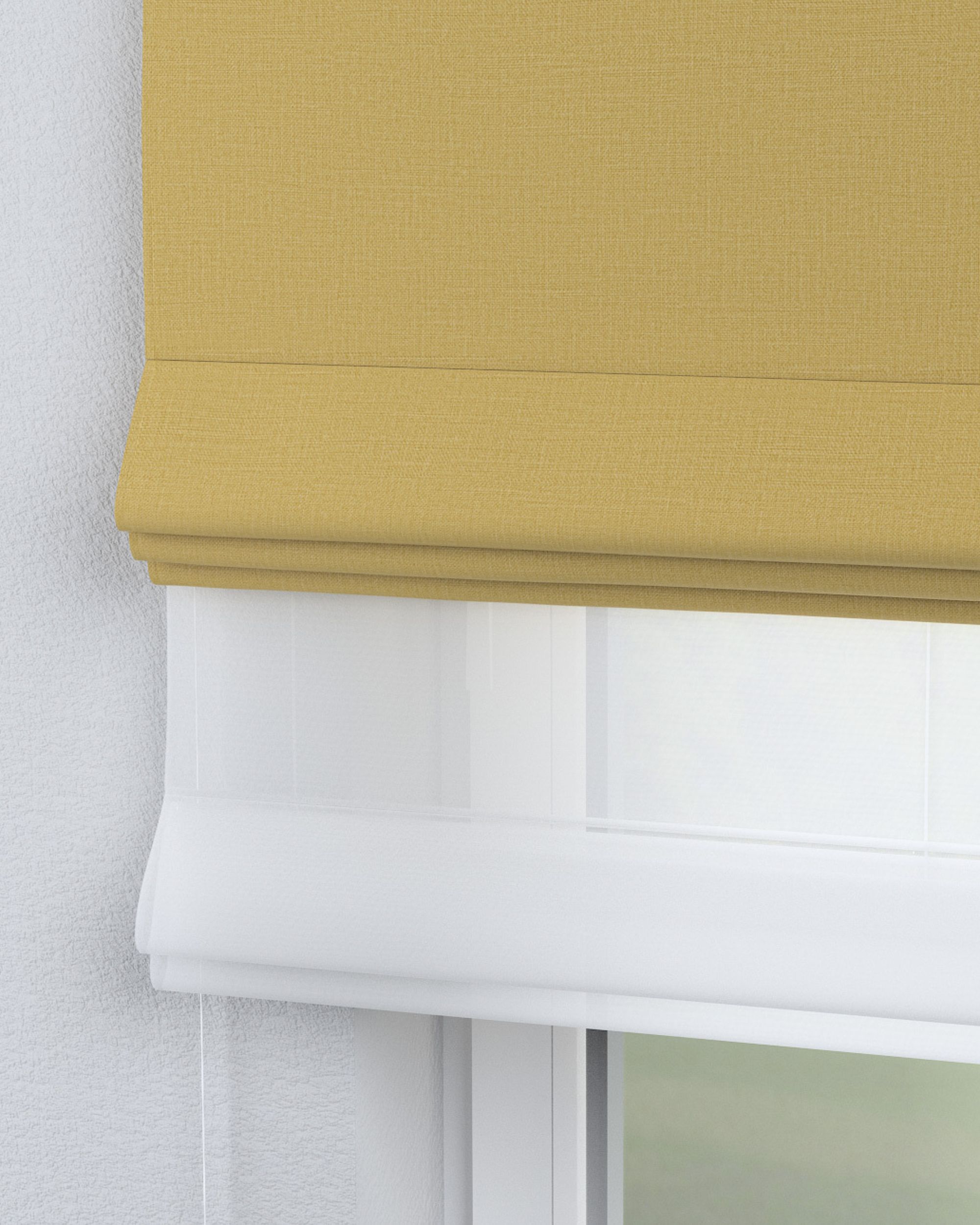 Double layered Roman blind DUO colour yellow fabric structured, blackout (hover)