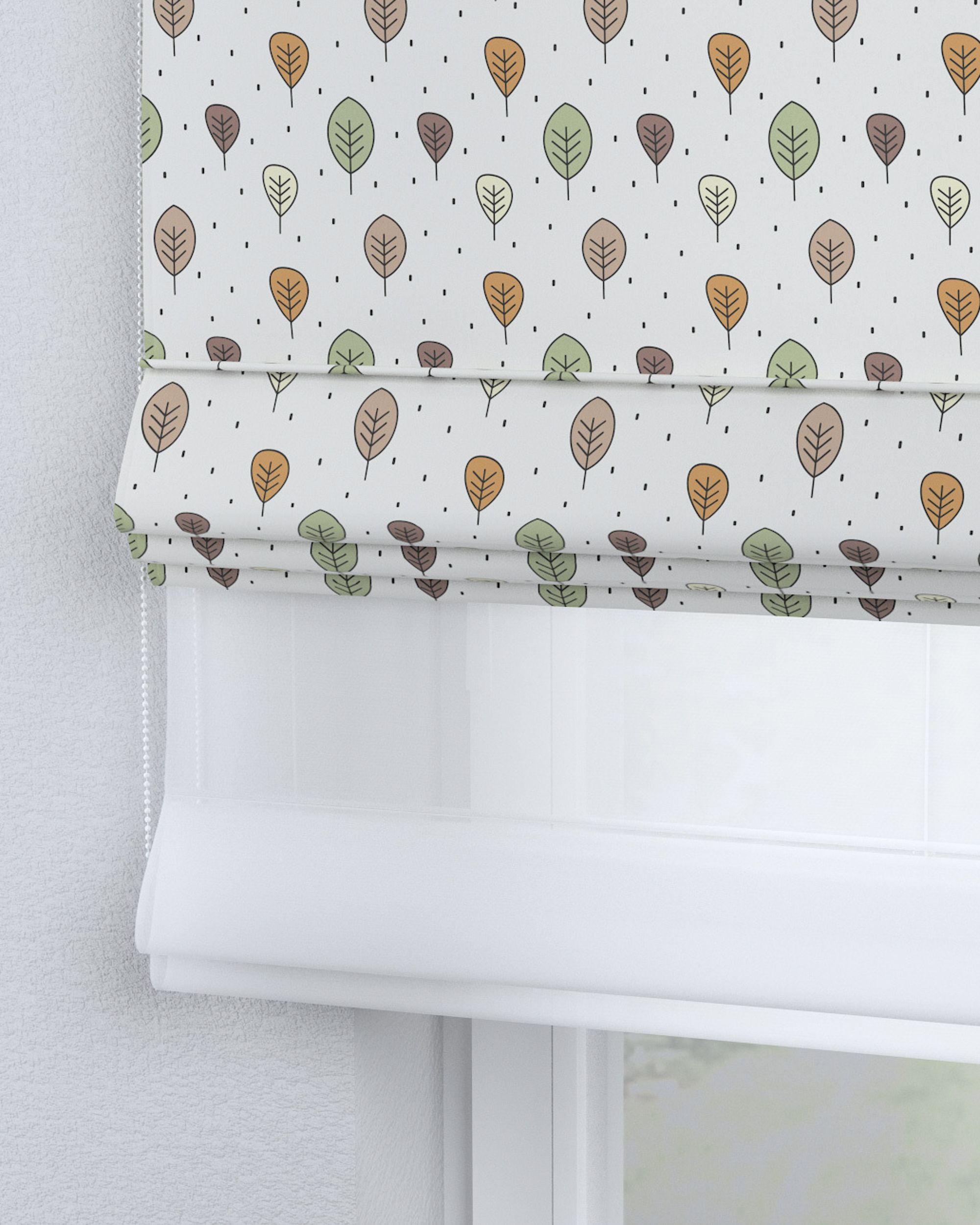 Double layered Roman blind DUO colour brown fabric patterned (hover)