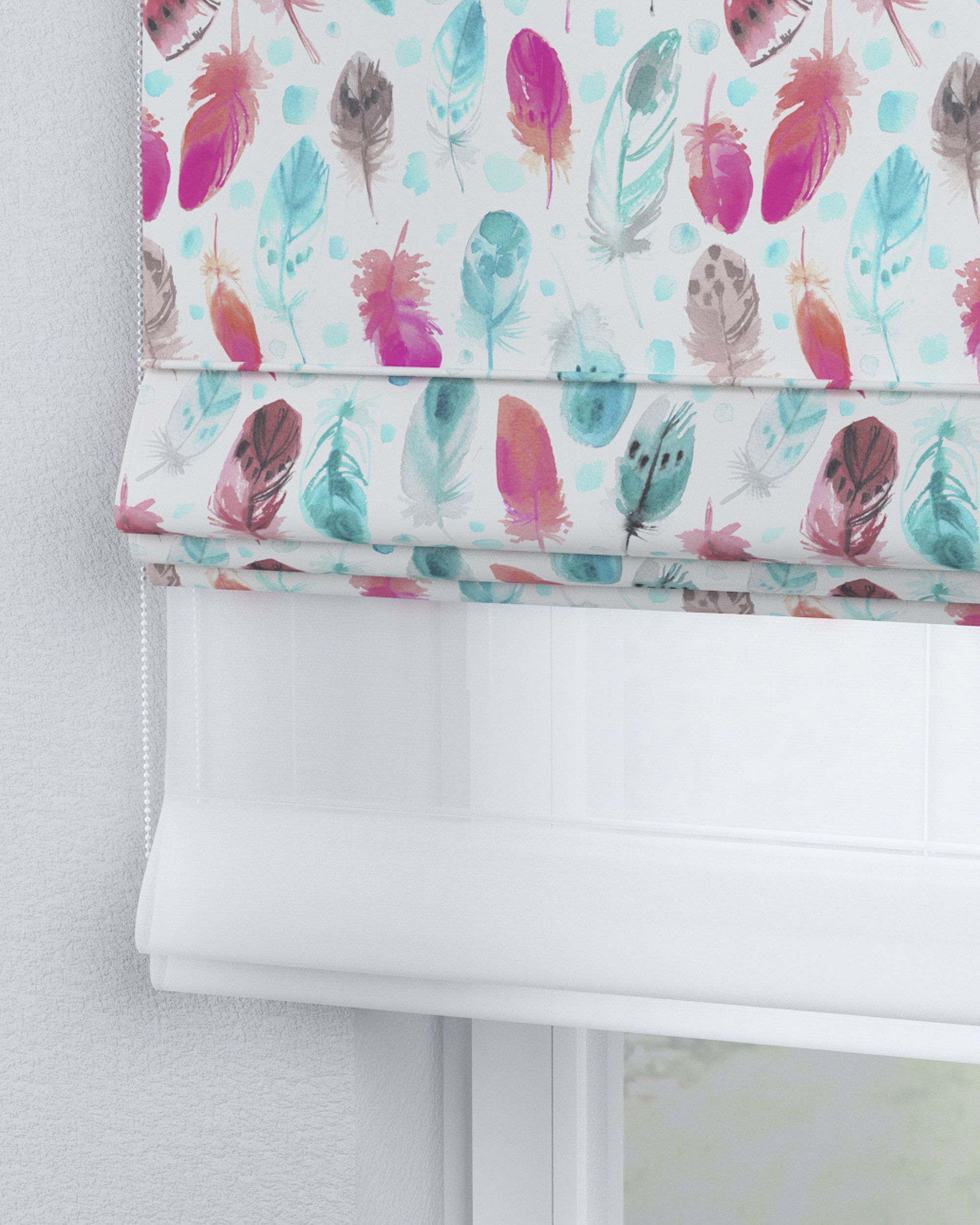 Double layered Roman blind DUO colour blue fabric patterned (hover)