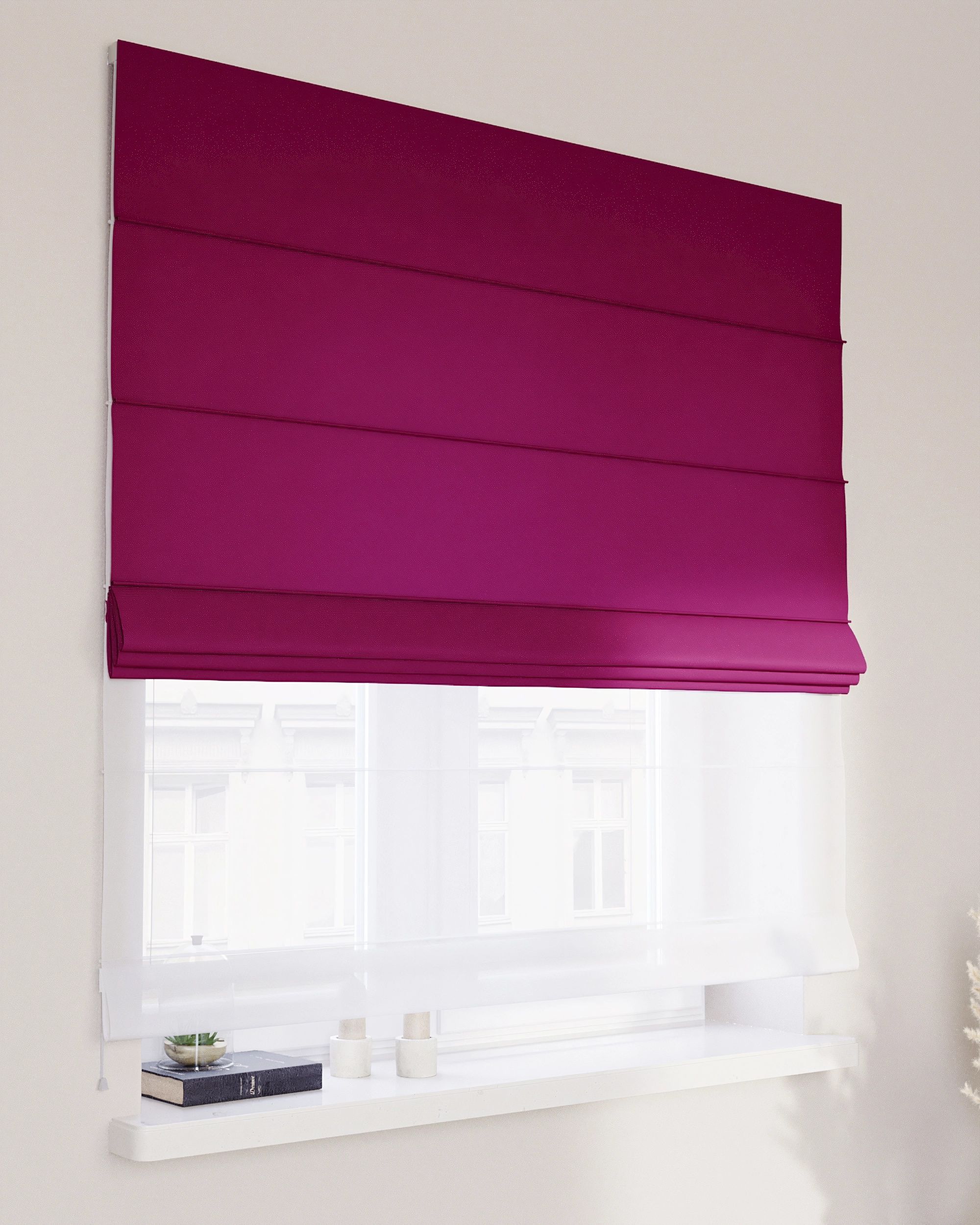Double layered Roman blind DUO colour plum