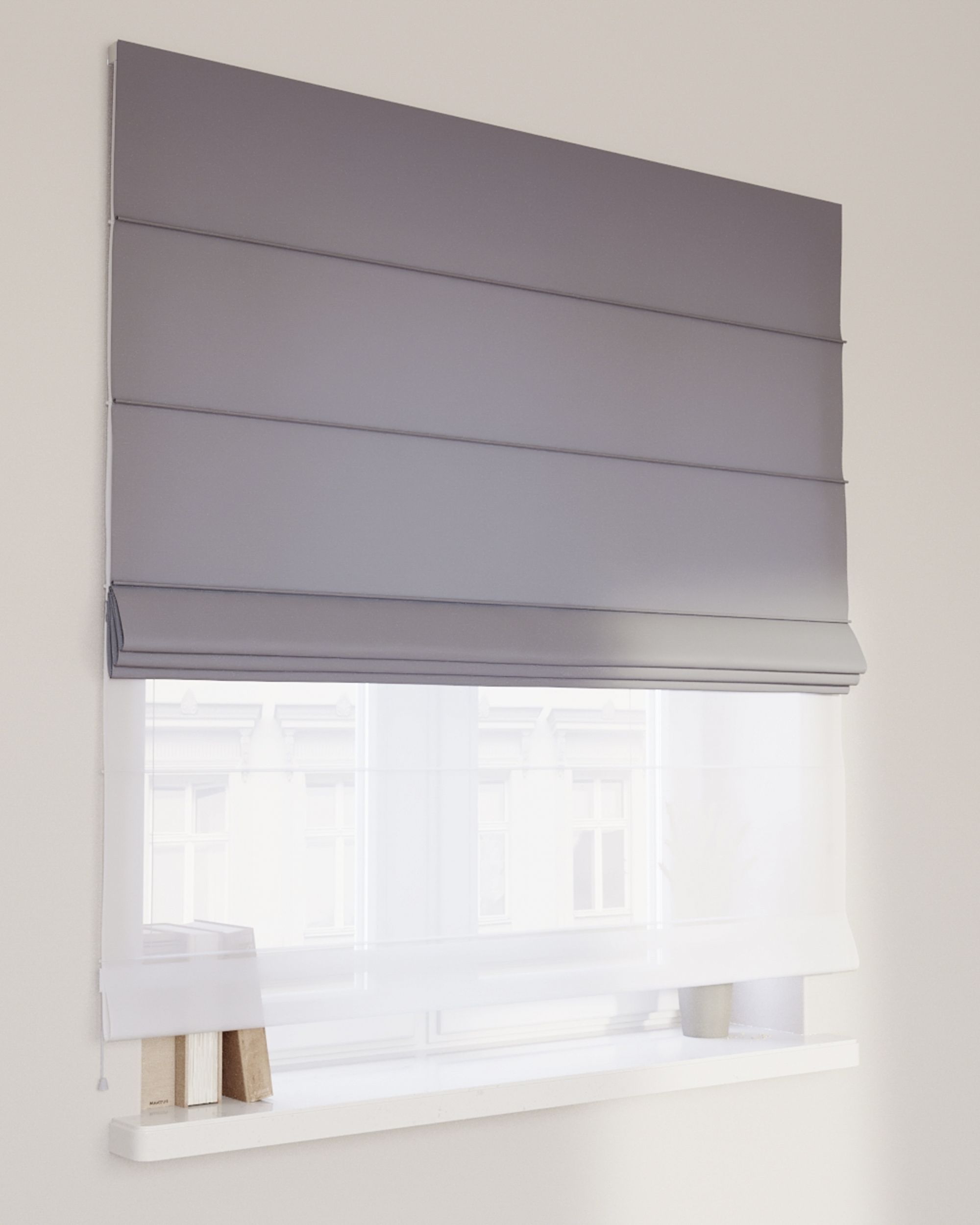 Double layered Roman blind DUO colour grey