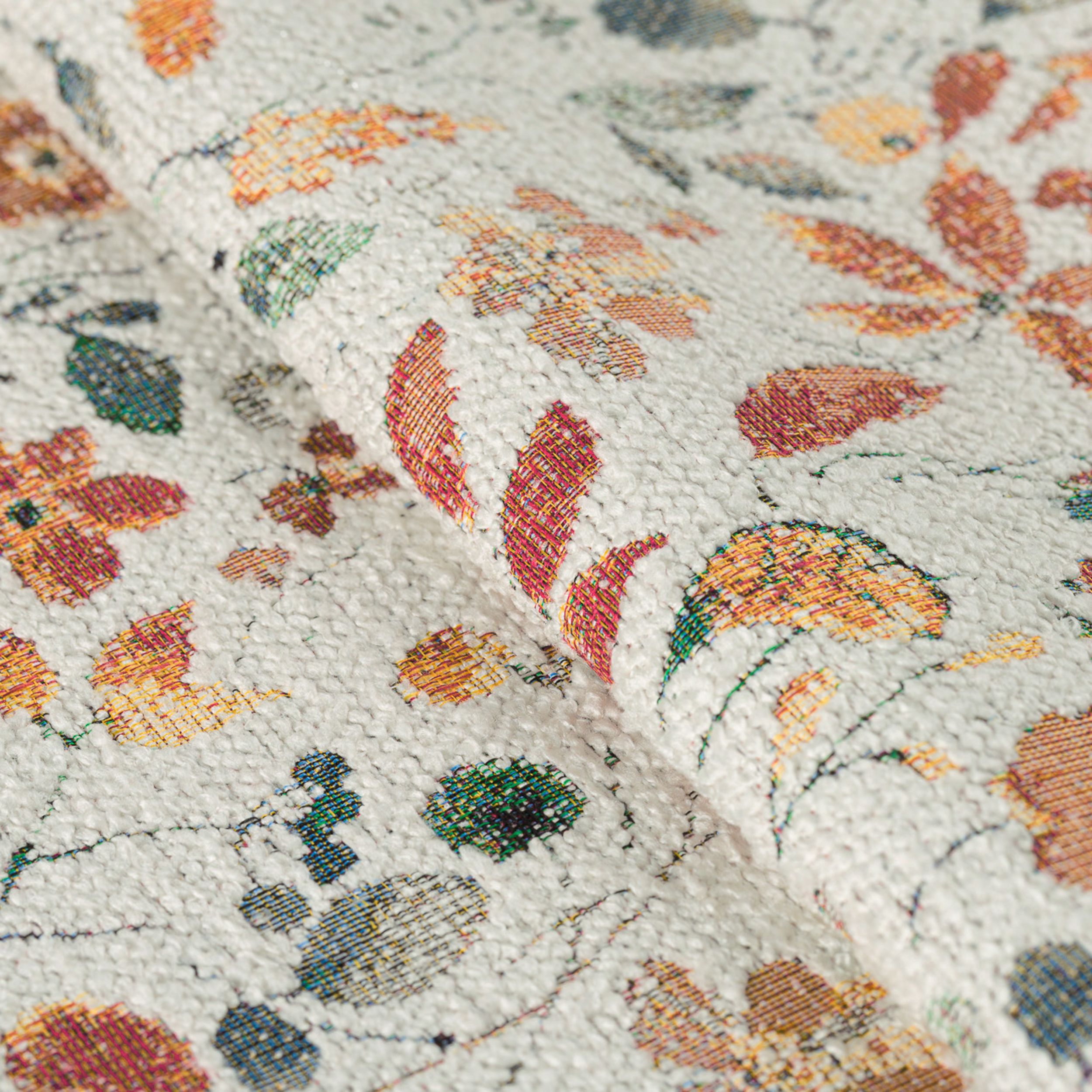 Cosy Home 145-12 orange-green flowers on a cream background