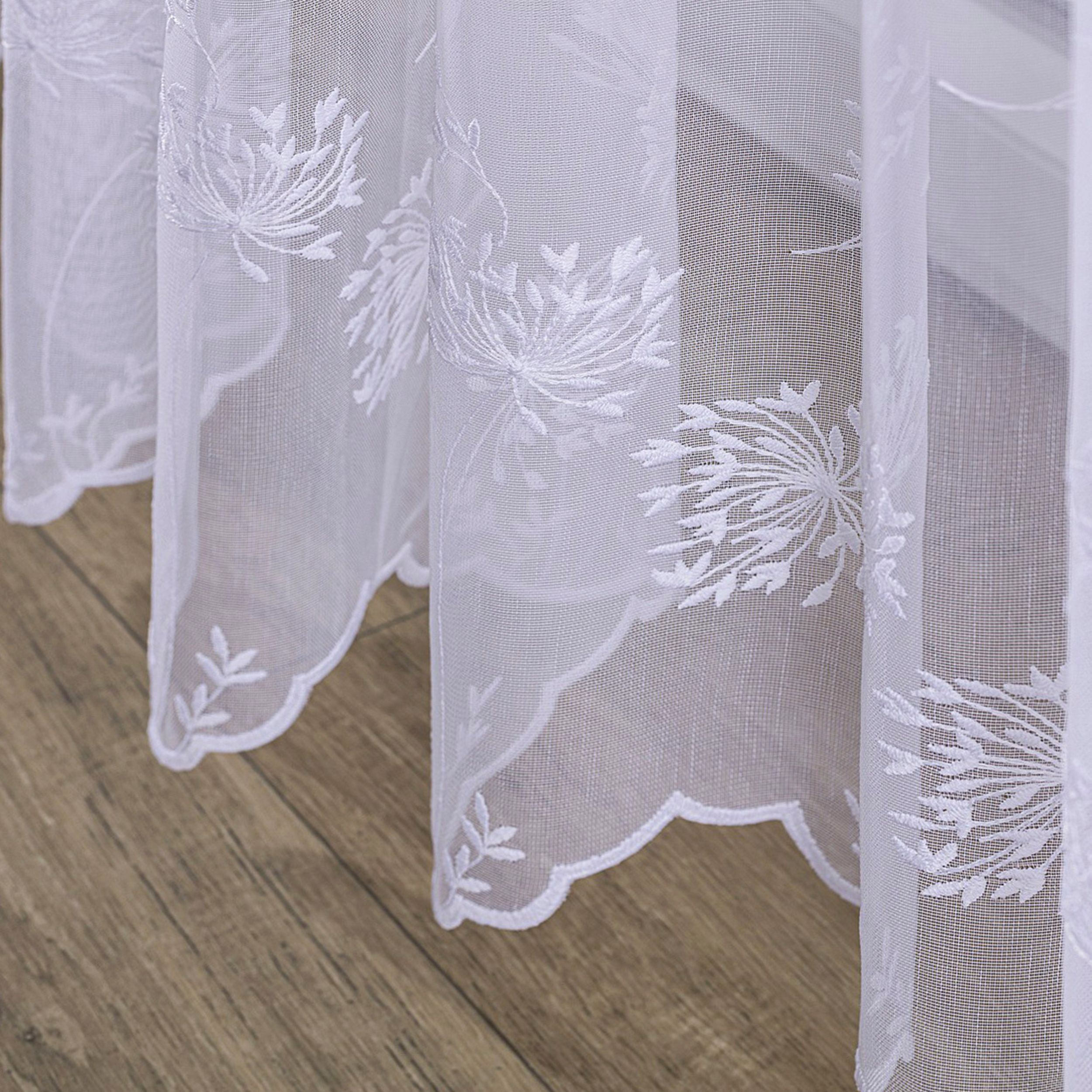 Voiles and Sheers 186-38 white with dandelion motif