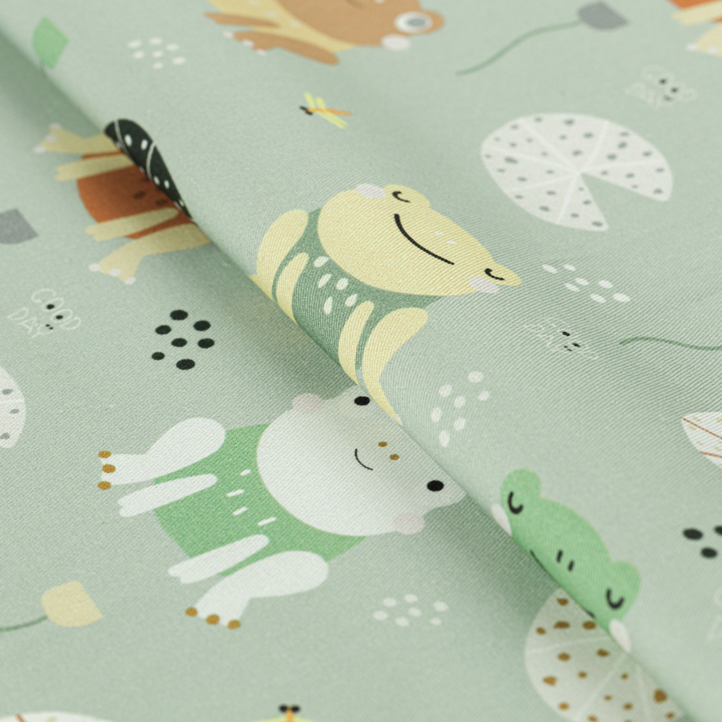 Magic Collection 500-50 colourful frogs on a green background