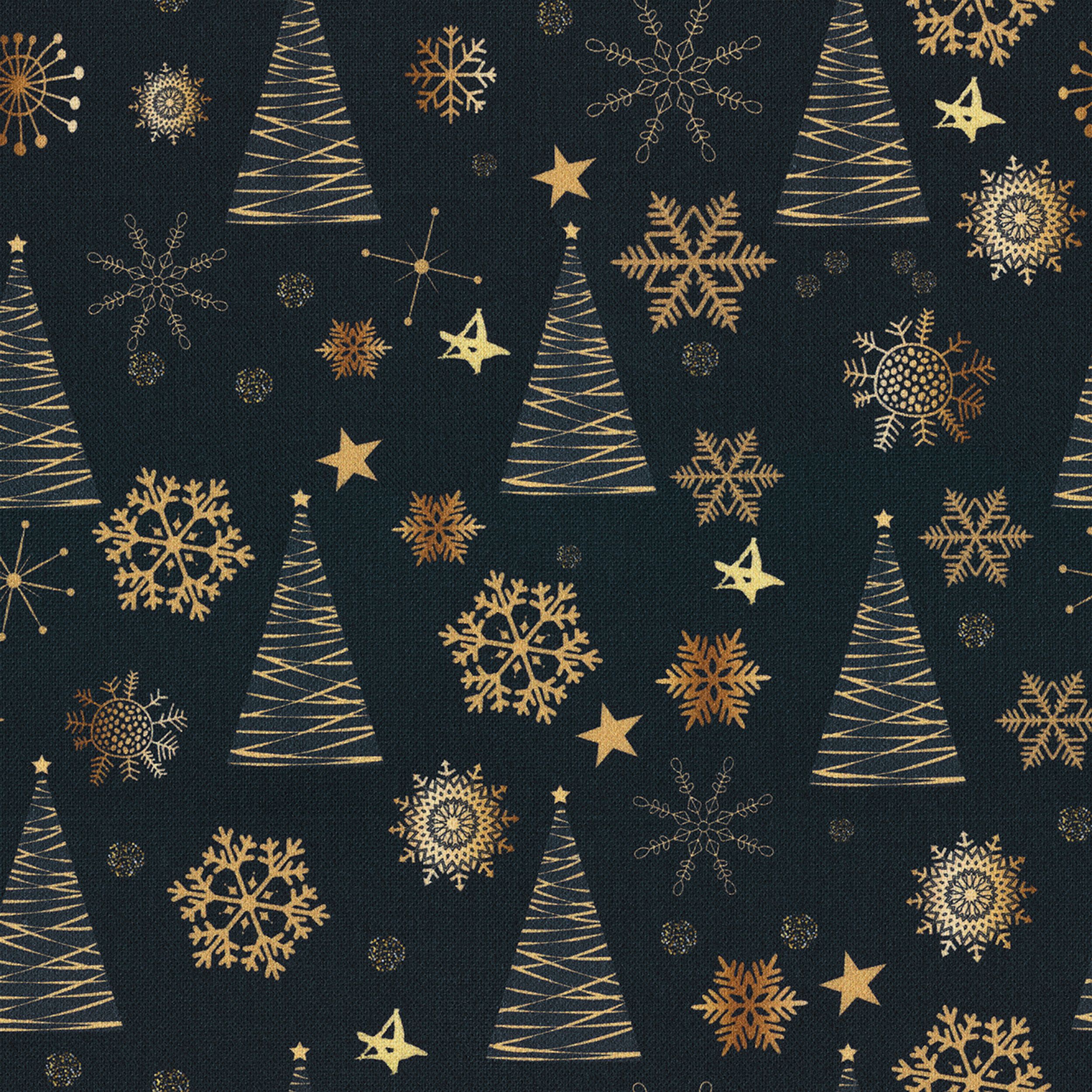 Christmas 629-42 gold pattern on a navy blue background