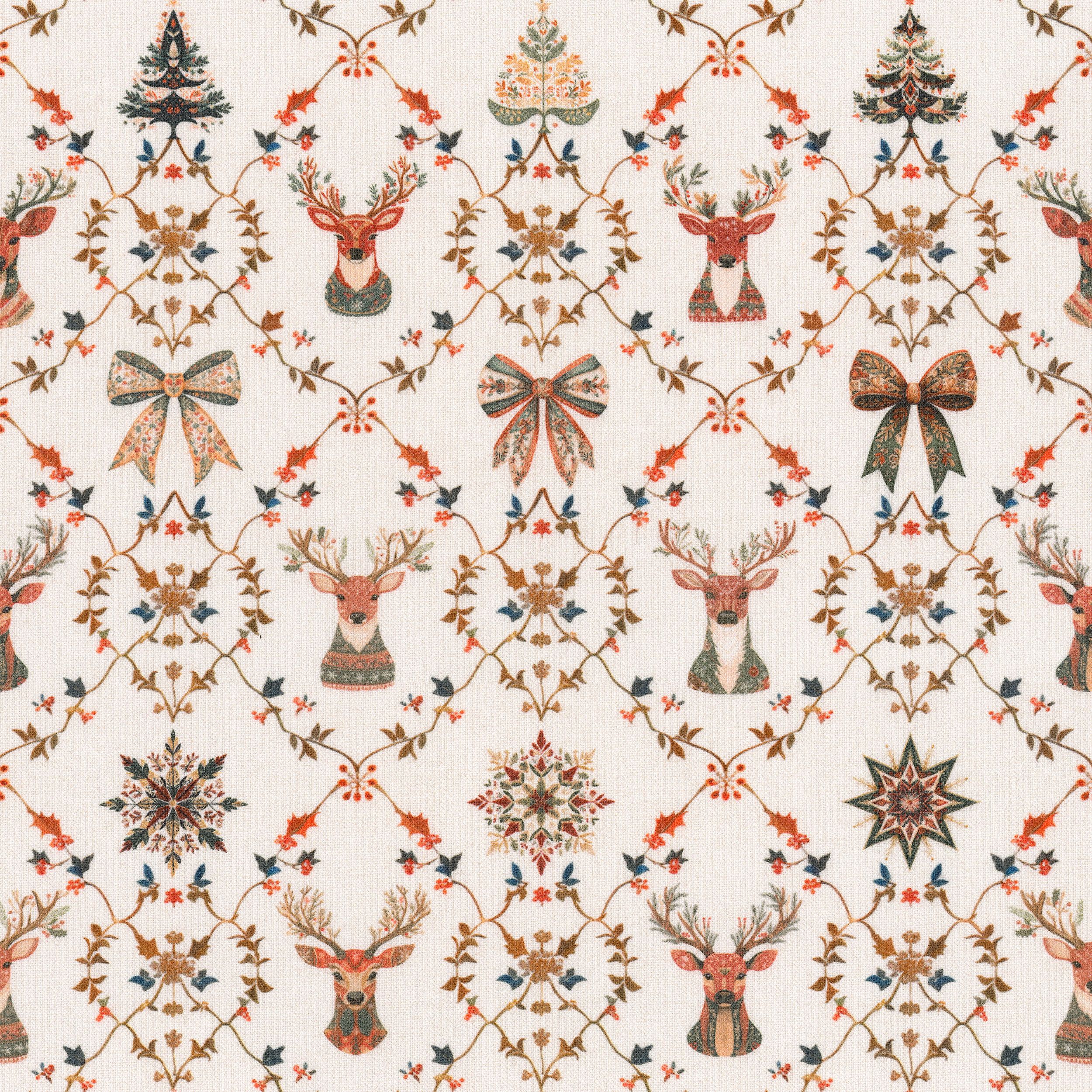 Christmas 629-47 christmas patterns on a cream background